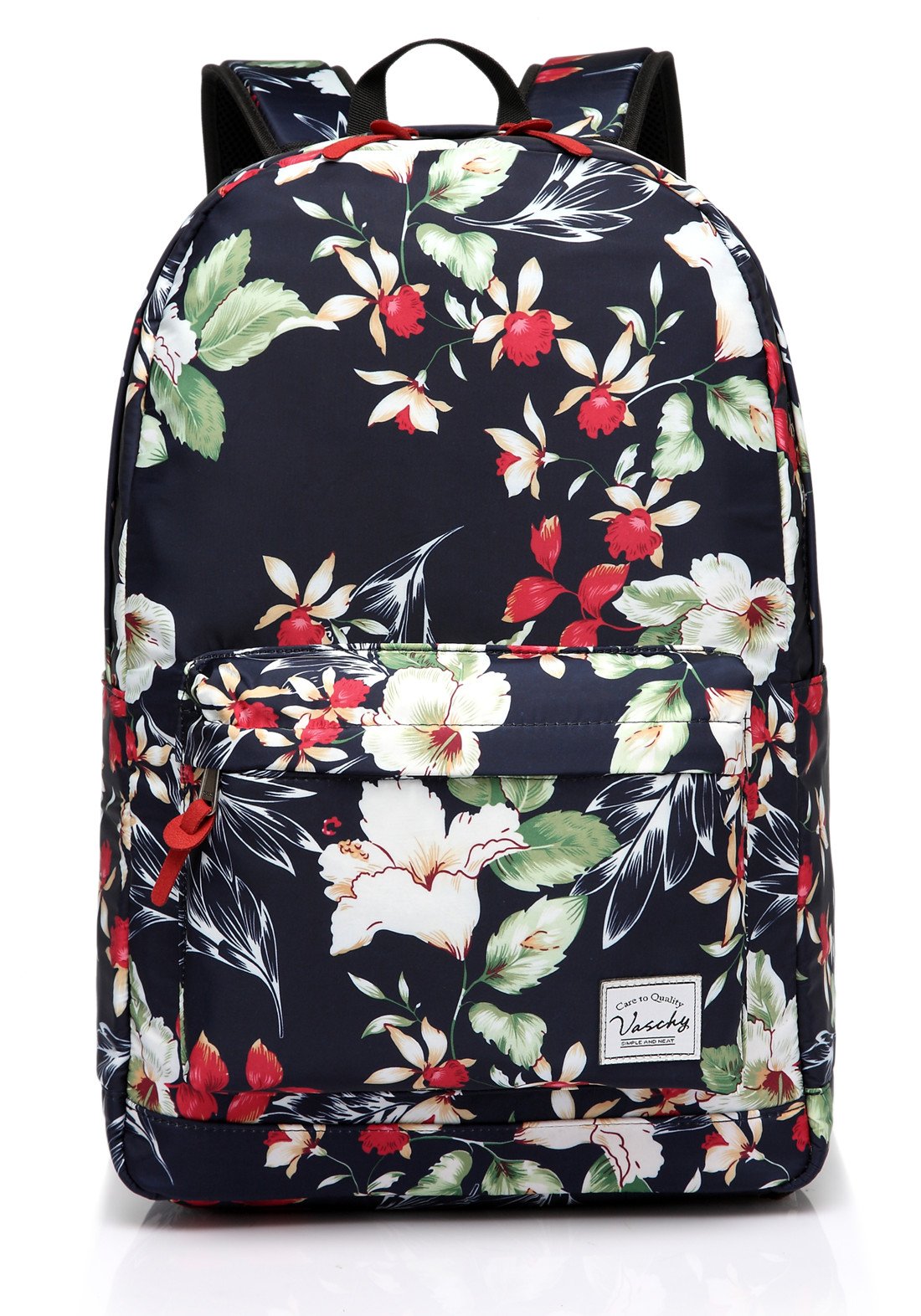 Backpack for Women, VASCHY Water Resistant Fashion Floral 15.6 inch Laptop School Bookbag for Girls Casual Daypack Travel Rucksack with Padded Laptop Sleeve (Navy Floral Blooms)