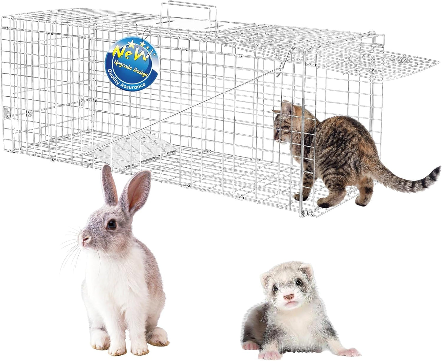 Live Animal Traps - 32" Humane Animal Trap for Stray Cats Raccoons, Squirrel, Skunk, Mole, Groundhog, Armadillo, Rabbit - Humane Rat Trap Indoor Outdoor