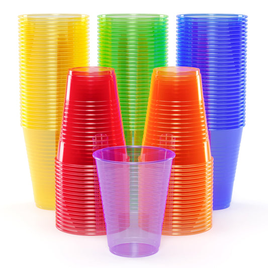 Blacklight Party Glow Cups - Assorted Colors - Disposable Cups for Party - Blacklight Reactive Glow in The Dark Cups for Birthday Party - Food Safe - Neon Cups (120, 12 Ounce) - Exquisite