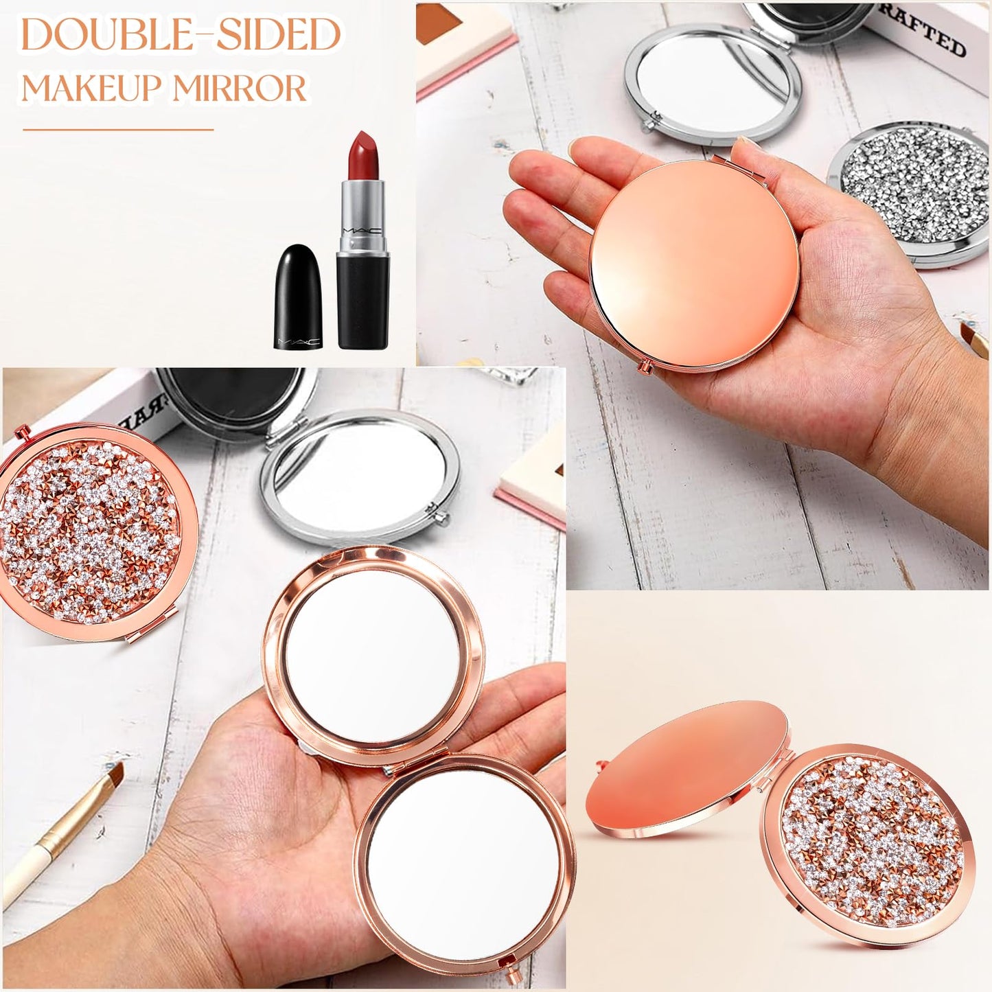 12Pcs Compact Mirrors Bulk, Double-Sided 1X/2X Magnifying Makeup Mirrors, 2.75 Inch Pocket Travel Cosmetic Mirror for Purse Mom Women Girls Teacher Gift