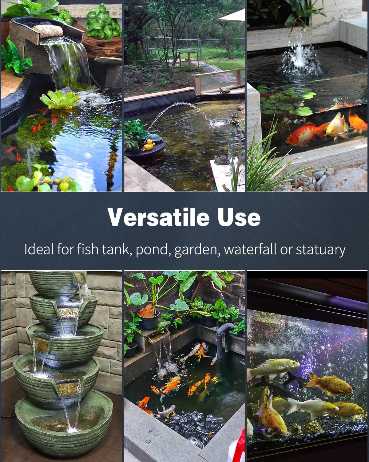Pawfly Aquarium Submersible Water Pump 800 GPH Ultra Quiet Water Fountain Pump with 8.2 ft. Lift Height Adjustable Water Pump for Fish Tanks Ponds Gardens Waterfalls Statuary and Sumps