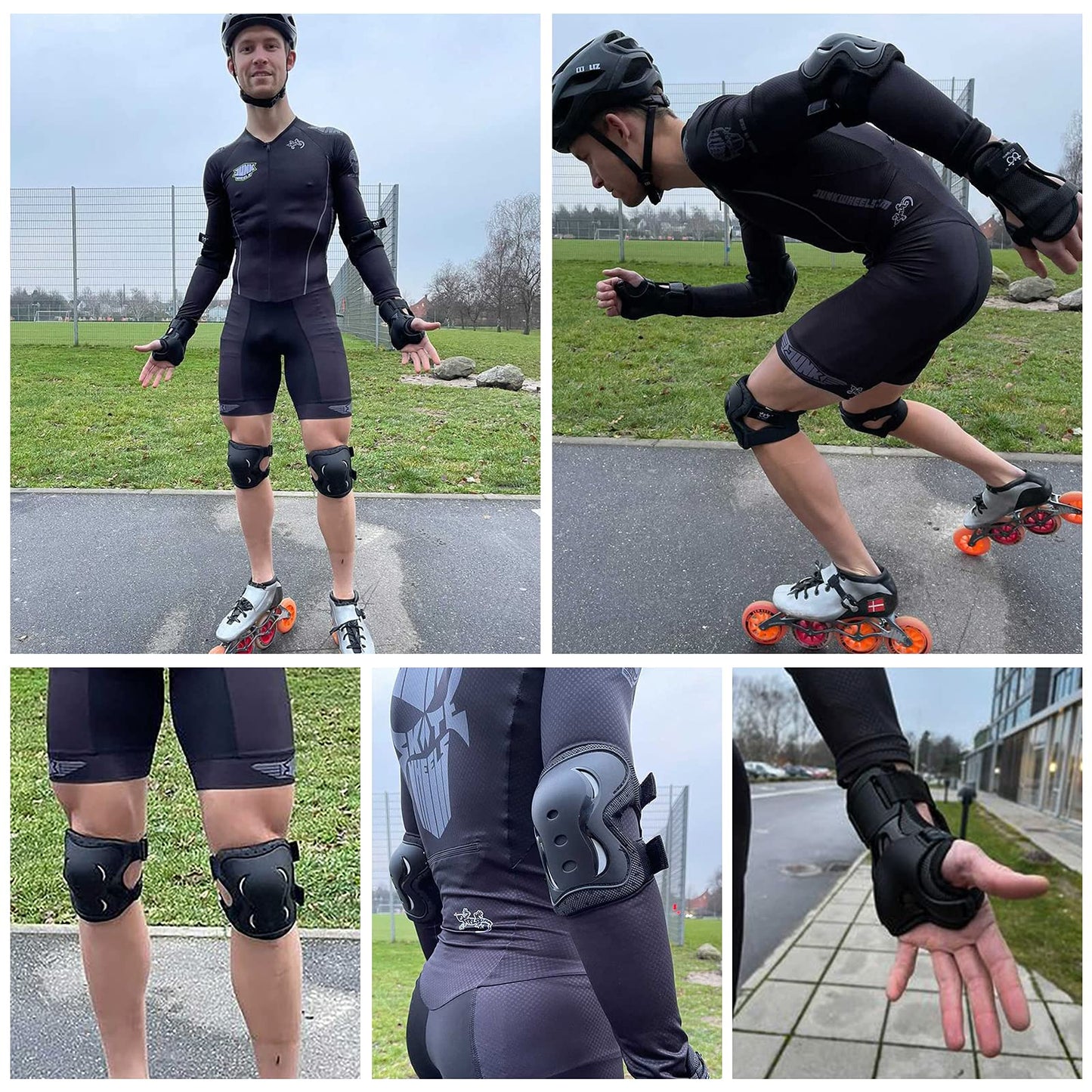 Knee Pads Elbow Pads with Wrist Guards Protective Gear Set for Kids Youth Adult Skateboard Sports Skateboarding Roller Skating Bicycling 6 in 1