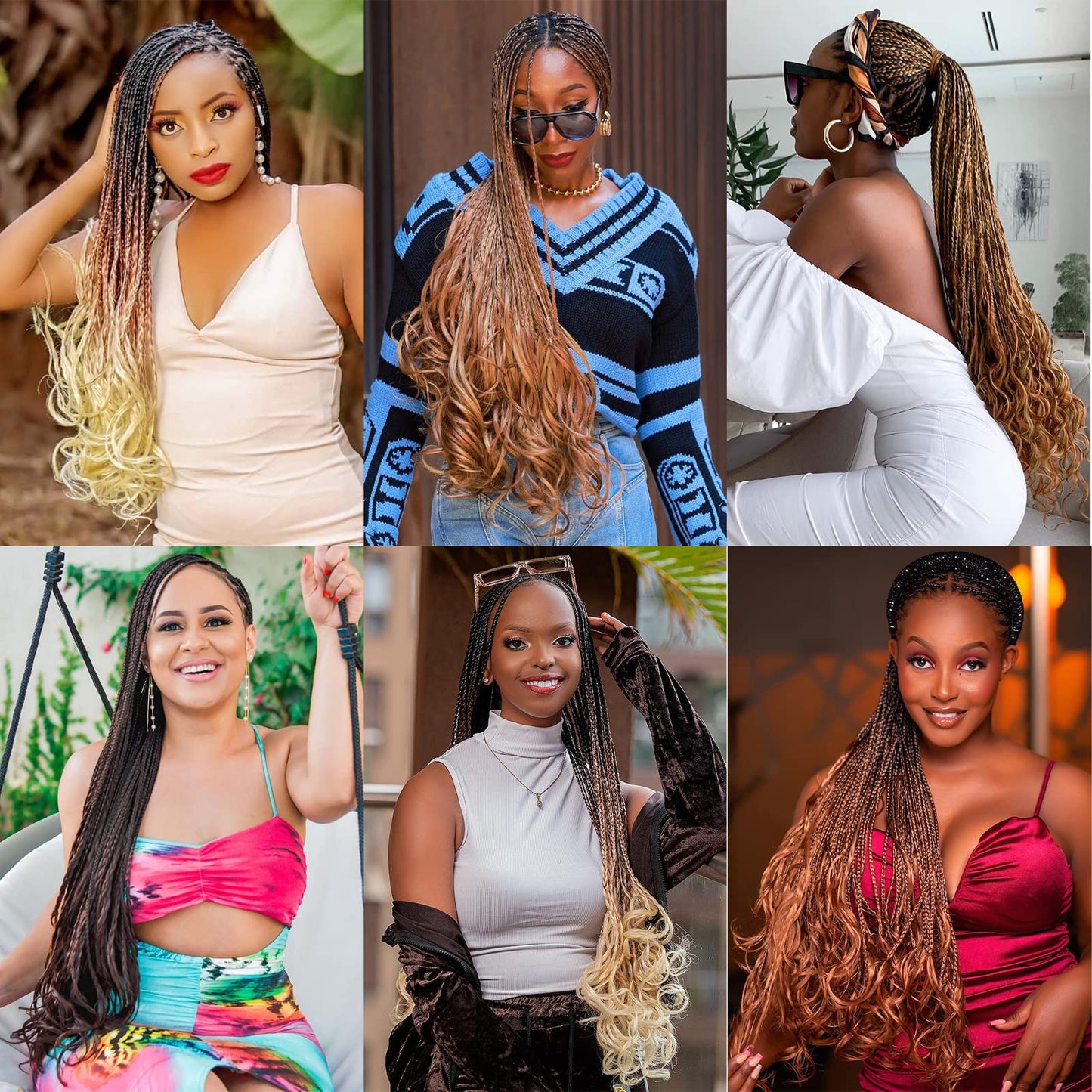 COOKOO 9 Pack Pre Stretched French Curls Braiding Hair 22 Inch 75g/Pack Ombre Brown Goddess Crochet Hair Loose Wavy Crochet Braids Hair with Curly Ends Wavy Synthetic Braiding Hair Extensions T30#