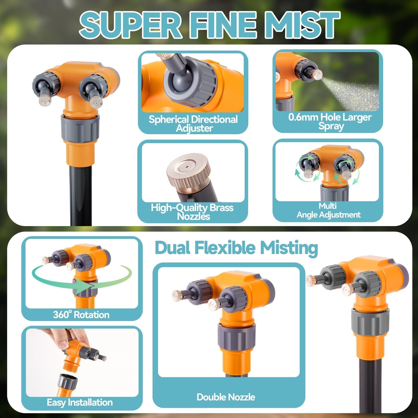 Misters for Outside Patio, Flexible Standing Mister, Portable Misting System for Cooling Outdoor, Water Mister for Garden, Backyard, Mist Playing, Patio Cooling