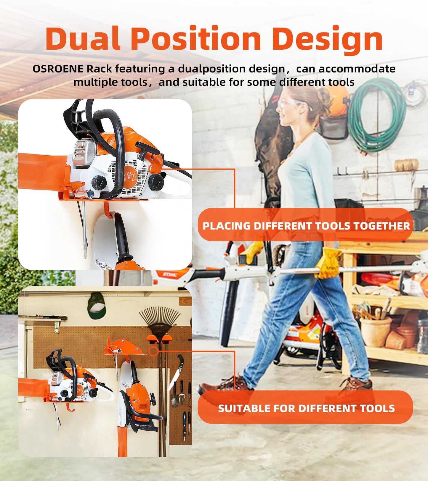 Chainsaw Holder, 2 Pack Chainsaw Wall Mount, Heavy Duty Chainsaw Mount Garage Storage Holder, Chainsaw Accessories Garage Organization Rack