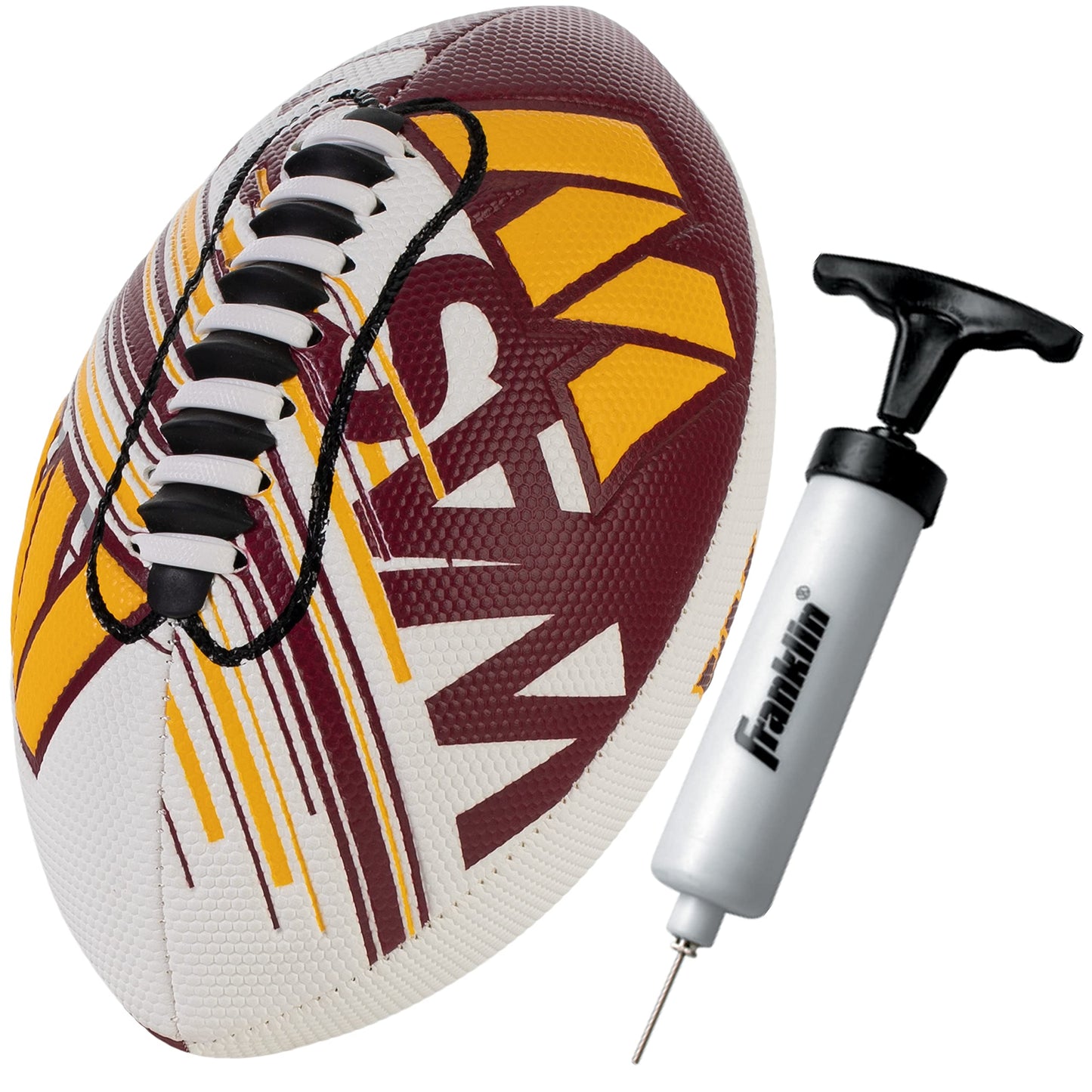 Franklin Sports NFL Washington Commanders Football - Youth Mini Football - 8.5" Junior Size Ball - SPACELACE Easy Grip Texture- Perfect for Kids