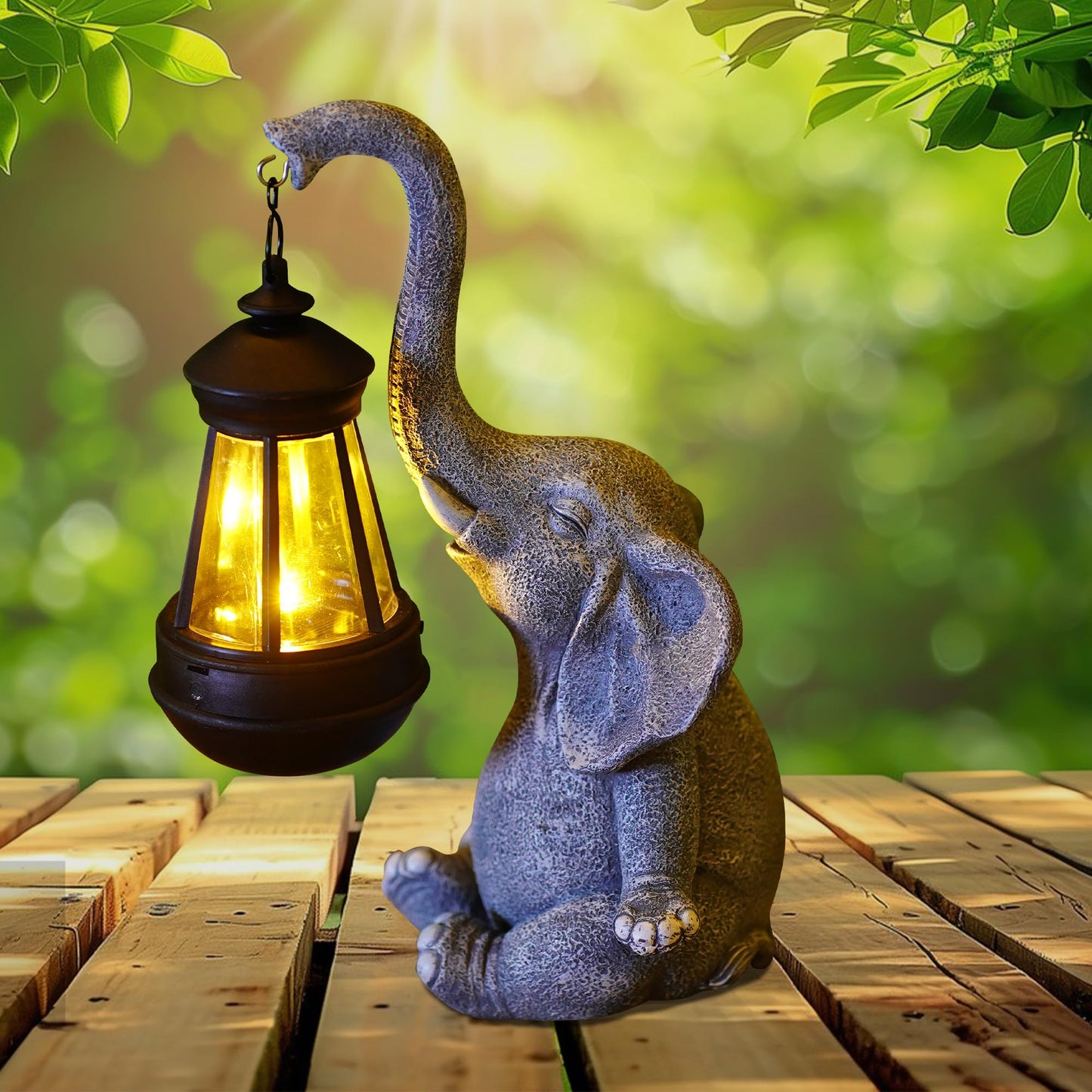 Attivolife Lucky Elephant Solar Light for Garden Decor, Outdoor Statue Waterproof Resin Figurines Lamp, Art Patio Lawn Easter Balcon Yard Ornament - Gifts for Women Mom Grandma Mother's Day Birthday