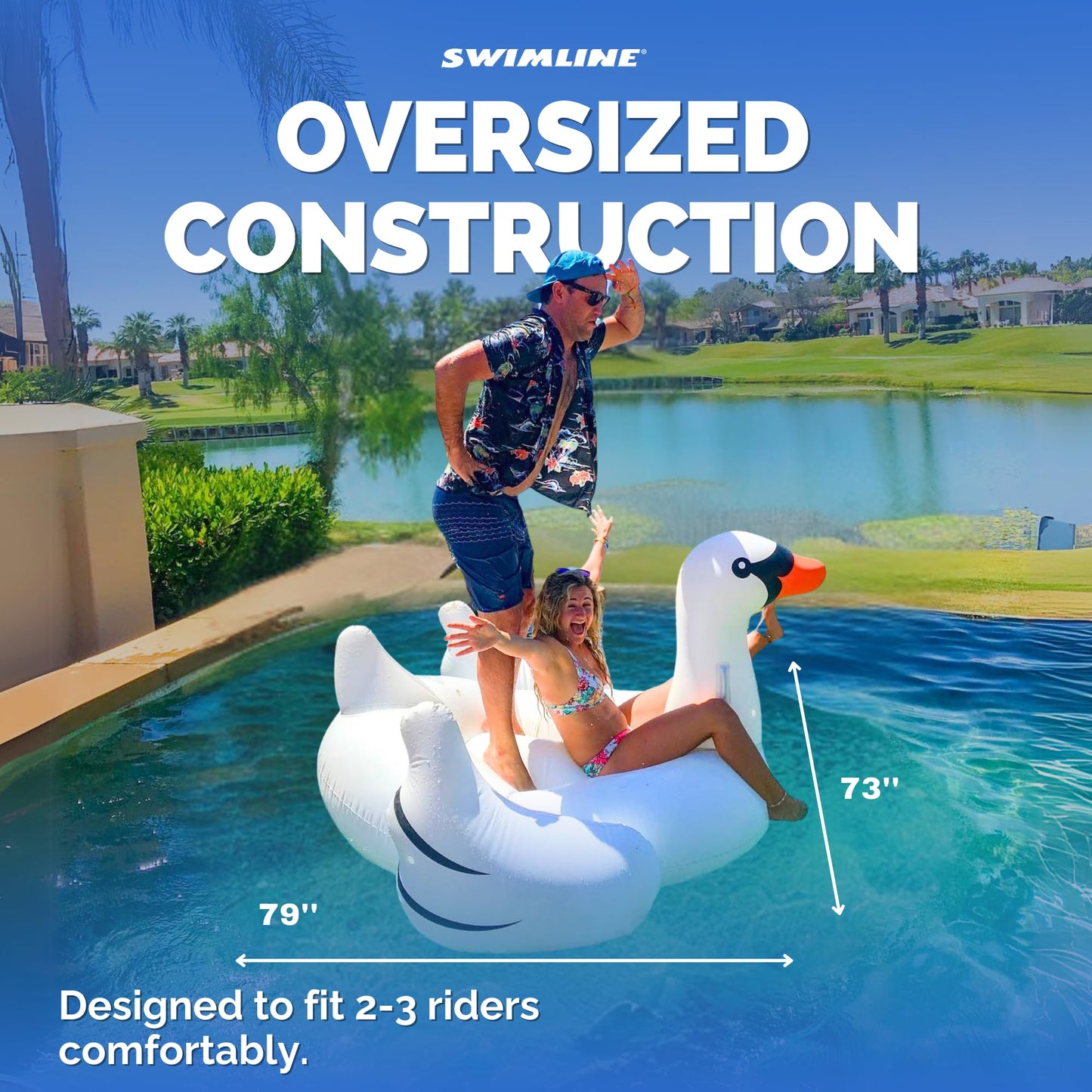 Swimline NT268 Giant Swan 75-Inch Inflatable Ride-On Pool Toy