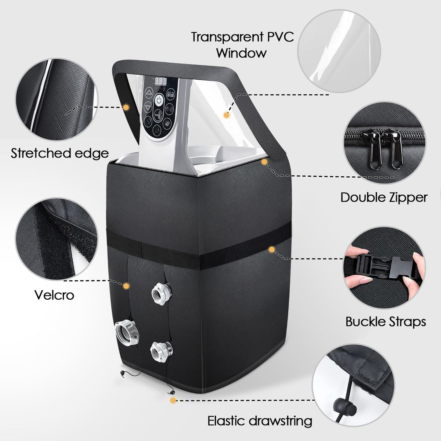 PU Leather Inflatable Spa Heater Pump Cover with Zipper Opening and Transparent PVC Top Windo Inflatable Spa Heater Pump Cover with Zipper Opening and Transparent PVC Top Window