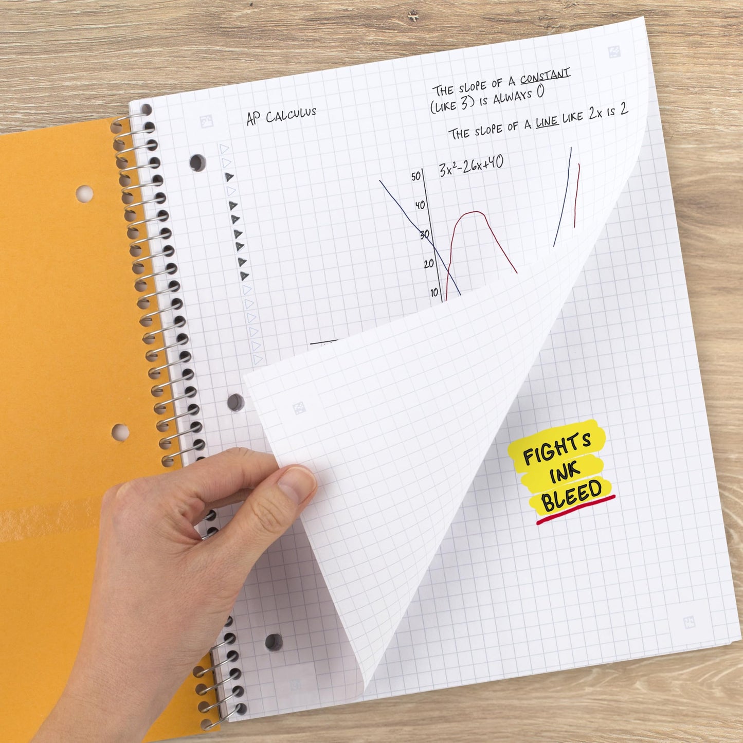 Five Star Spiral Notebook, 1 Subject, Graph Ruled Paper, 100 Sheets, 11" x 8-1/2", Black, Red, Lime, Cobalt Blue, Royal Purple, White, 6 Pack (73549)