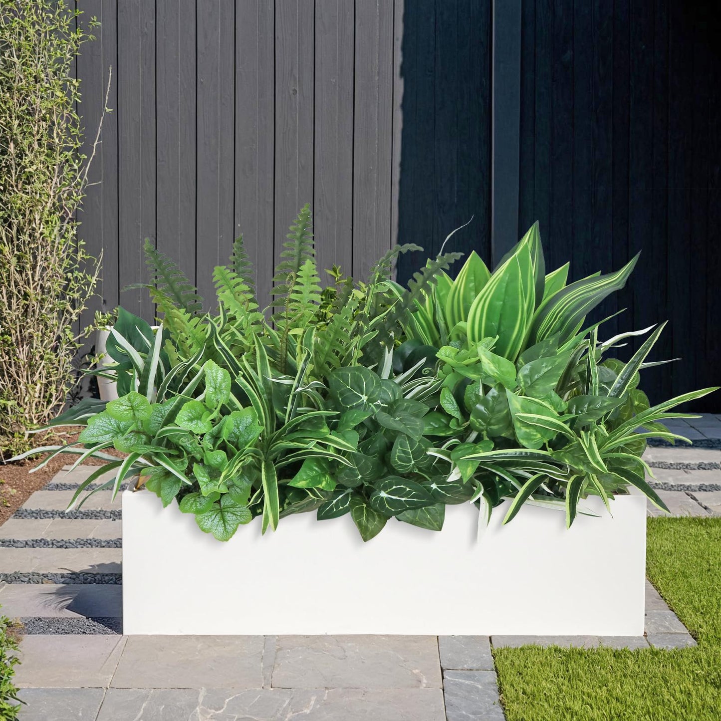 DEMIUKO 18PCS Artificial Plants Outdoor UV Resistant Artificial Greenery Stems Fake Ferns Shrubs Faux Plastic Plants for Planter Garden Patio Porch Window Box Home Decor (Greenery, 18PCS)