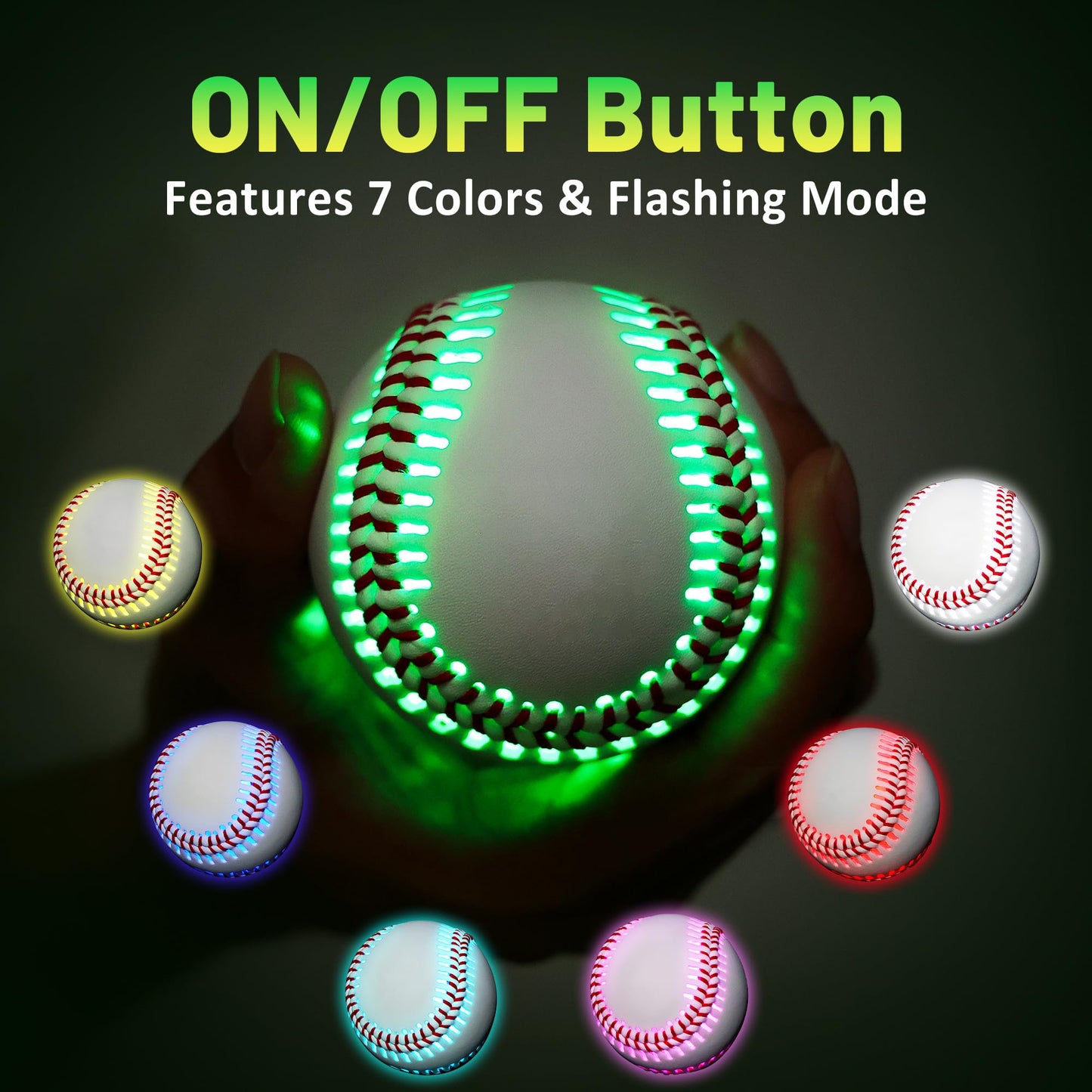 Light Up Baseball, Glow in The Dark Baseball for Boys Teens, Rechargeable Outside Baseball Game Accessories Toy with 7 Color Change, Ideal Gifts on Birthday Christmas Easter