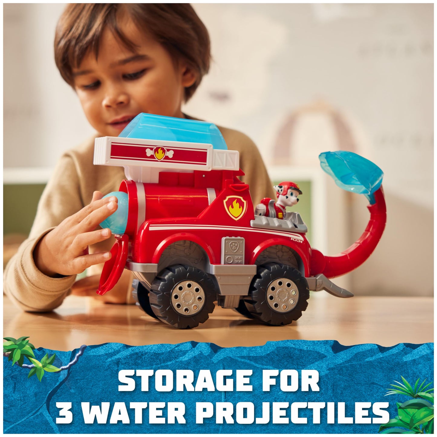 PAW Patrol Jungle Pups, Marshall Elephant Firetruck with Projectile Launcher, Toy Truck with Action Figure, Kids Toys for Boys & Girls Ages 3 and Up