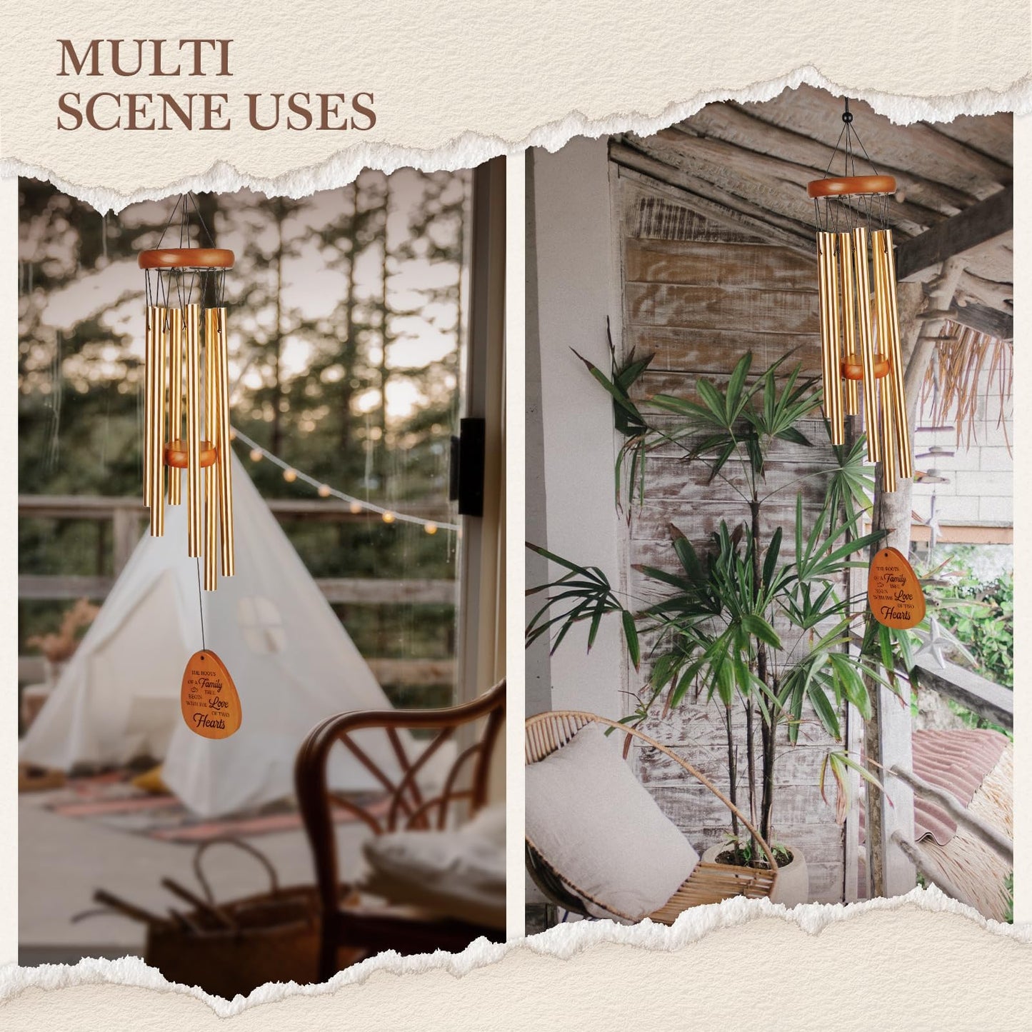 Leebbsin 50th Anniversary Wedding Wind Chime - Romantic Golden for Couple, Parents, Wife, Husband, Friends - Keepsake Ideas