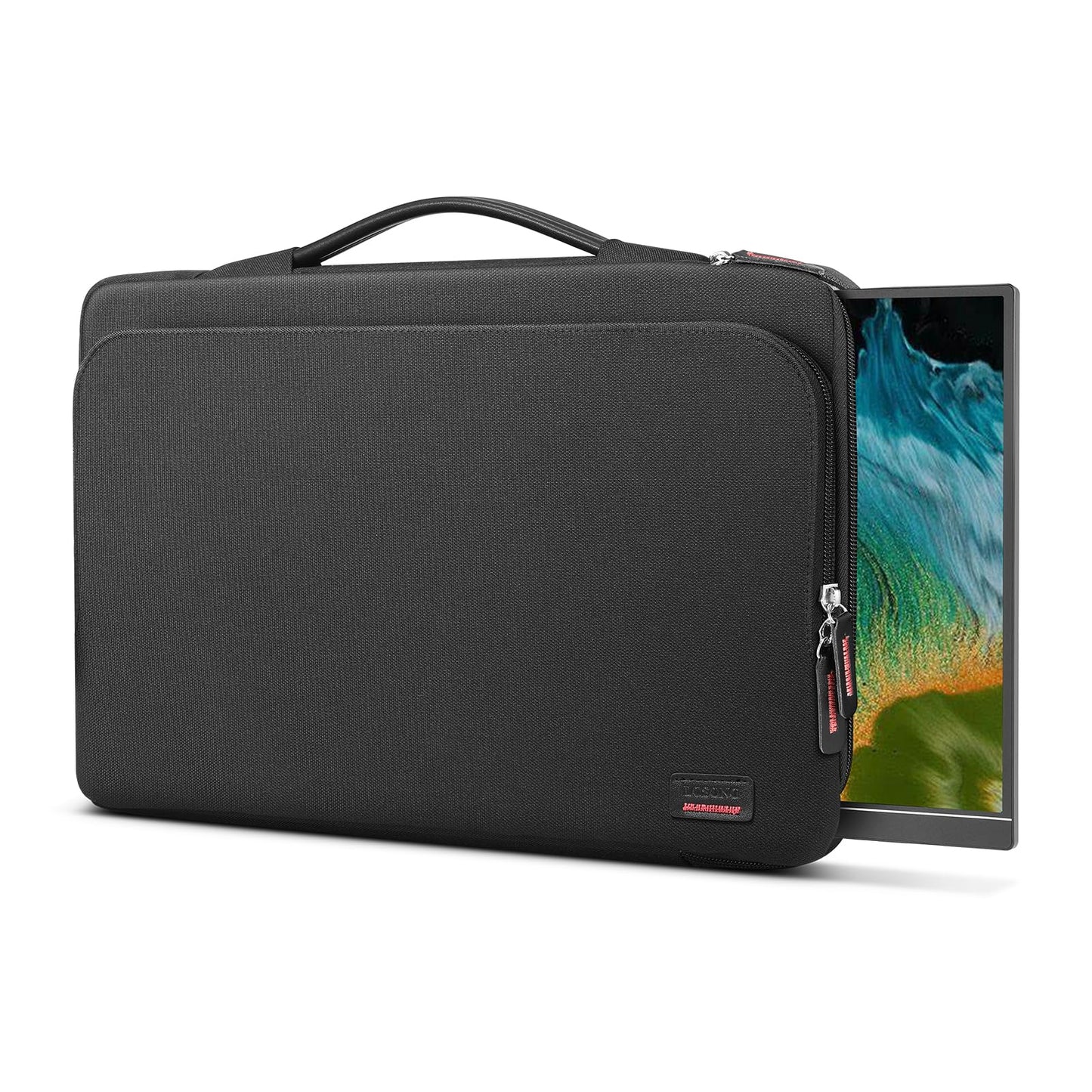 16.1/15.6 Inch Portable Monitor Case, 15.6 inch Laptop Protective Carrying Cover with PU Handle, Large Accessory Pocket and Water Resistant for Travel Monitor Bag Display Screen Sleeve, Black