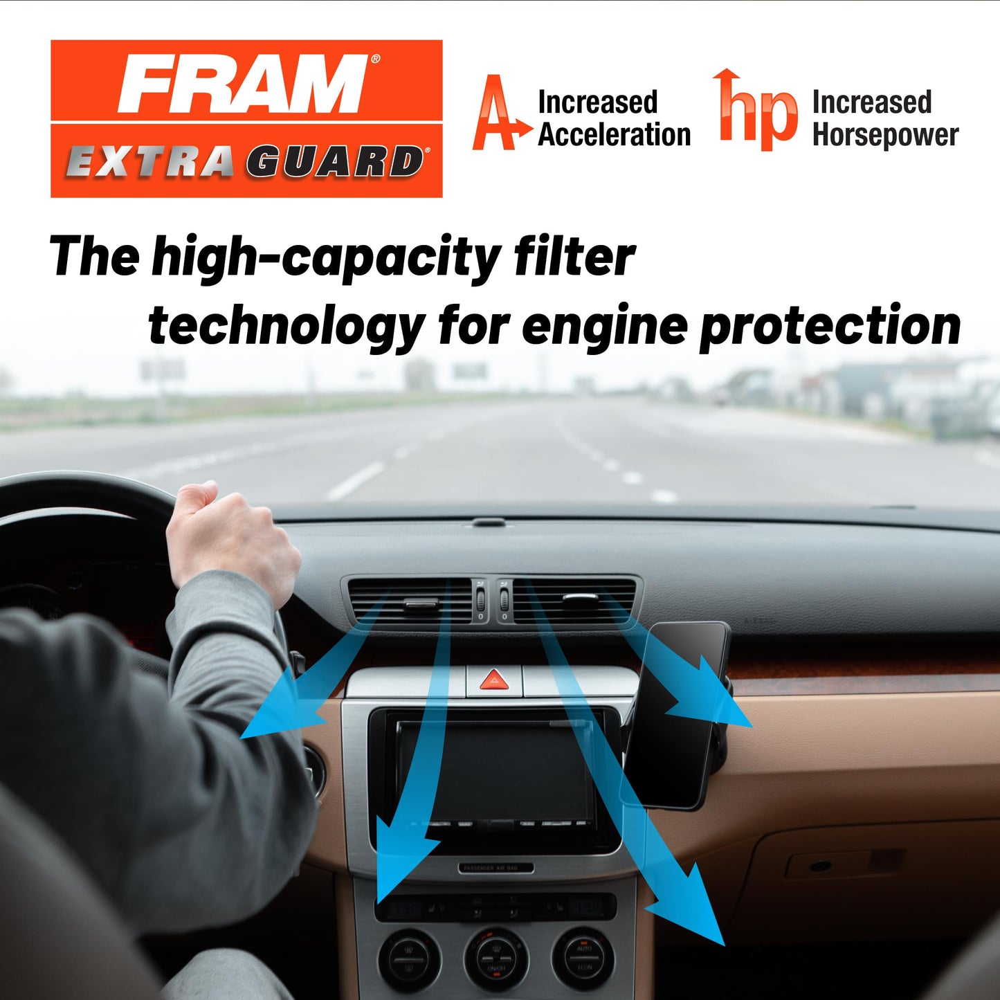FRAM Extra Guard CA11050 Replacement Engine Air Filter for Select Chrysler, Dodge, Ram and Volkswagen (3.6L) Models, Provides Up to 12 Months or 12,000 Miles Filter Protection