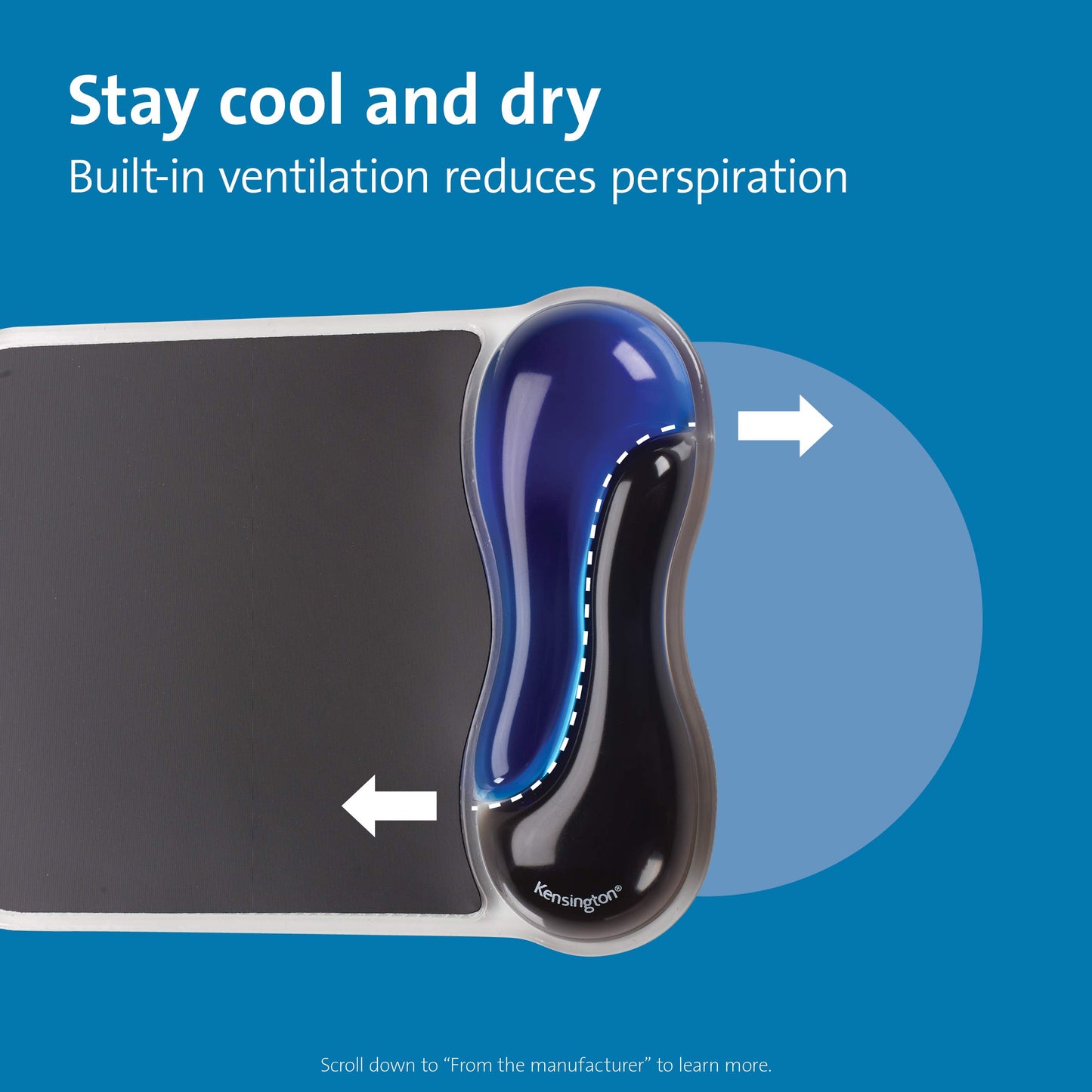 Kensington Duo Gel Mouse Pad Wrist Rest - Black/Blue, 9.625 * 6.625 inches