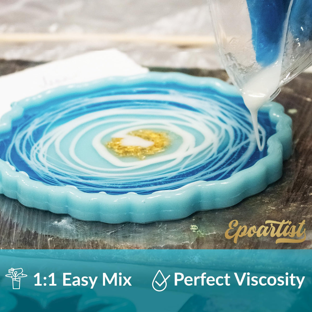 Epoxy Resin 1 Gallon Kit 3.8L Crystal Clear High Gloss Bubble Free Amazing Epoxy for River Table Tabletop Art Craft Jewelry Making Ultra Clear Anti-UV 1 :1 by EPOARTIST (1 Gallon/3.8L)
