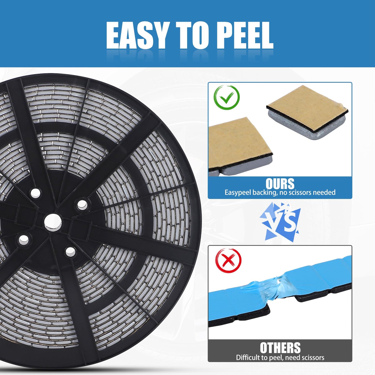 EOTH 0.25 Oz Gray Adhesive Backed Wheel Weights (715pcs, 5kg), 1/4 Oz Stick on Wheel Weights for Cars, Trucks, SUVs, Motorcycles
