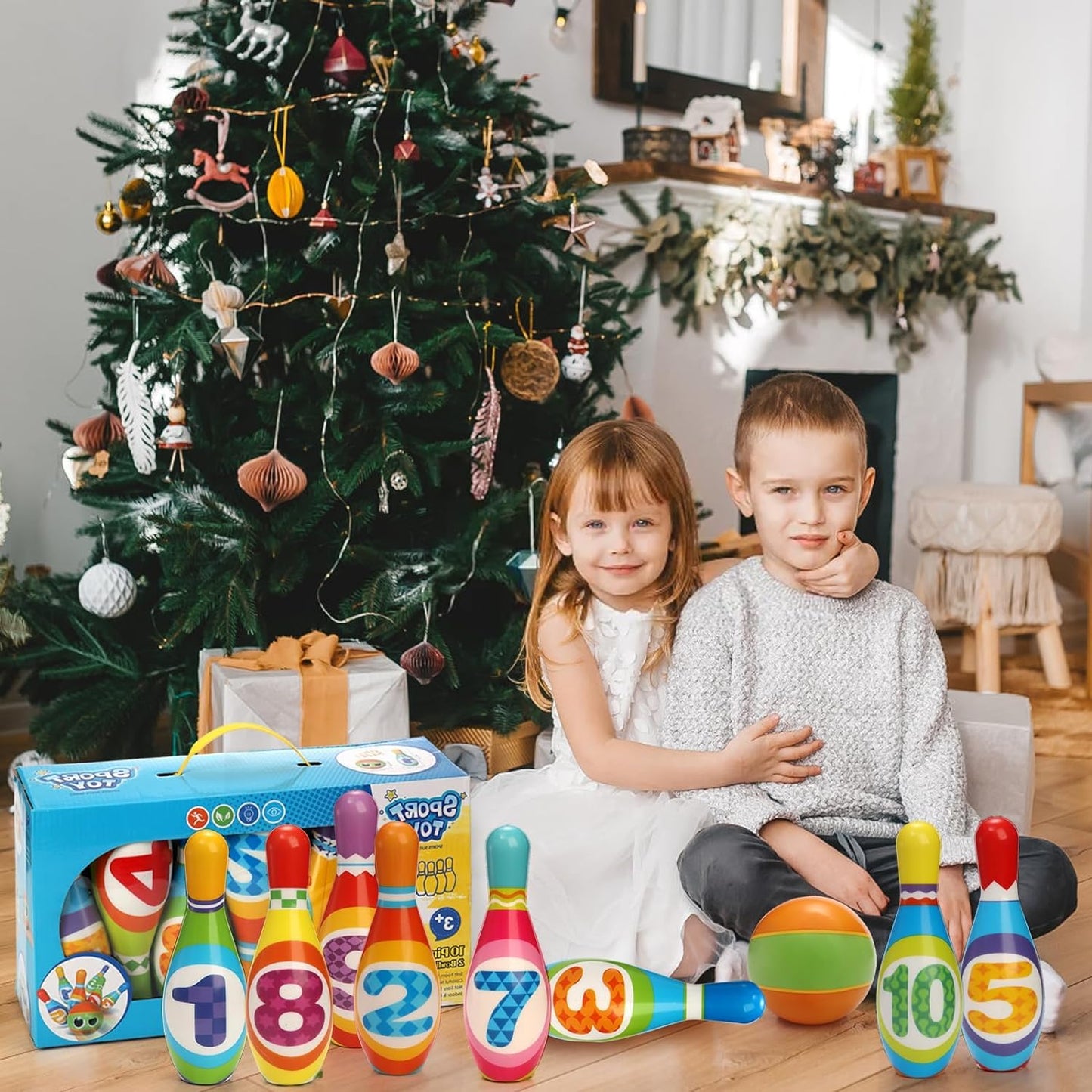 Coloch Kids Bowling Set, 10 Foam Pins and 2 Balls Indoor Toddler Bowling Game Educational Toy Game Printed with Numbers, Soft Colorful Play Game for Baby Age 3+, Boys and Girls, Birthday Gift