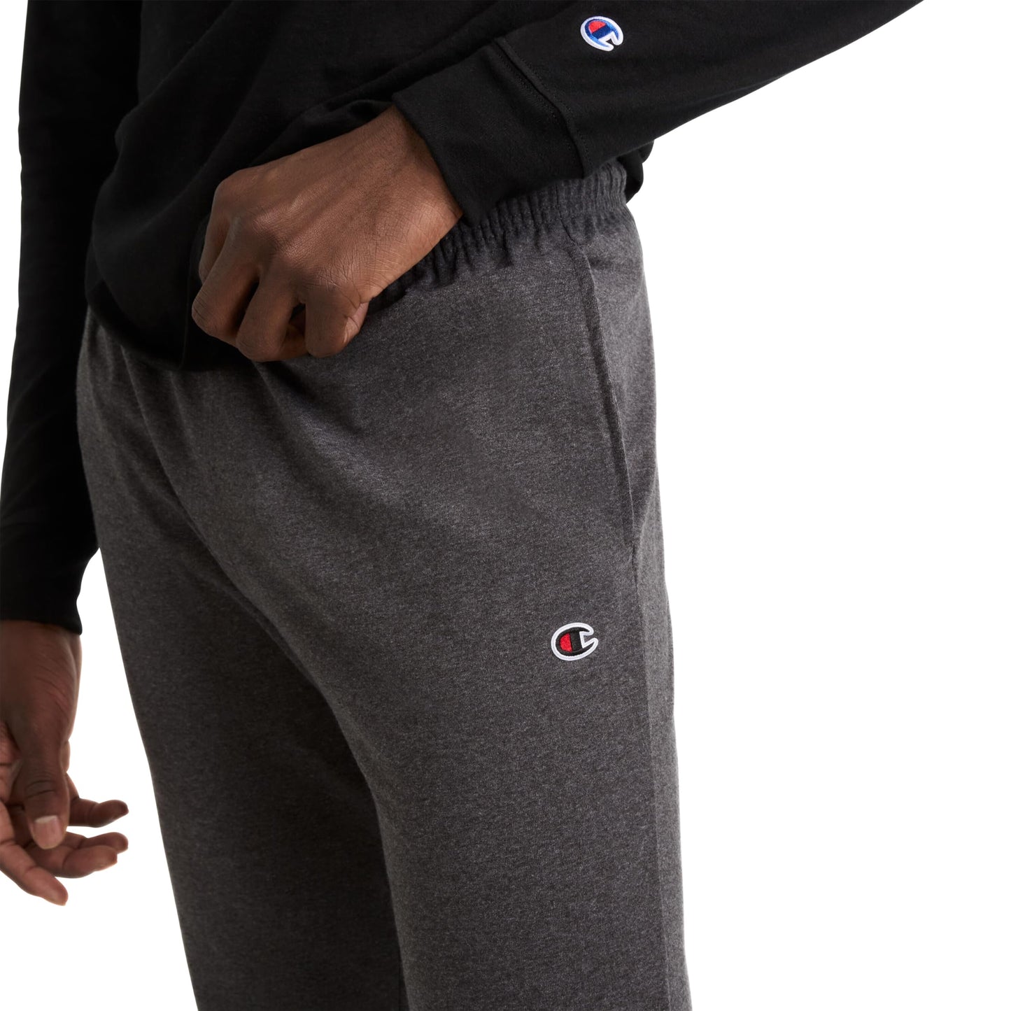 Champion Men's Jersey Jogger Pants, Granite Heather, L
