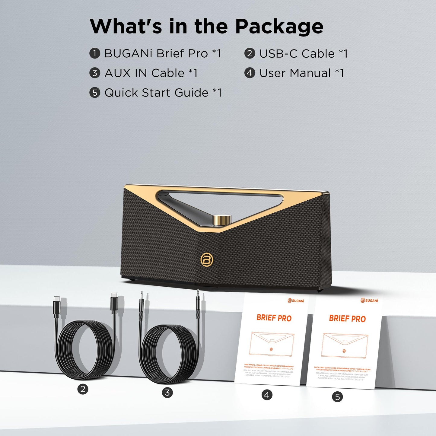 BUGANI Bluetooth Speaker Loud 160W,Waterproof Large Bluetooth Speaker Subwoofer Hi-Res Audio, 1-6H Playtime Party Outdoor Speakers for Camping, Beach, Golden