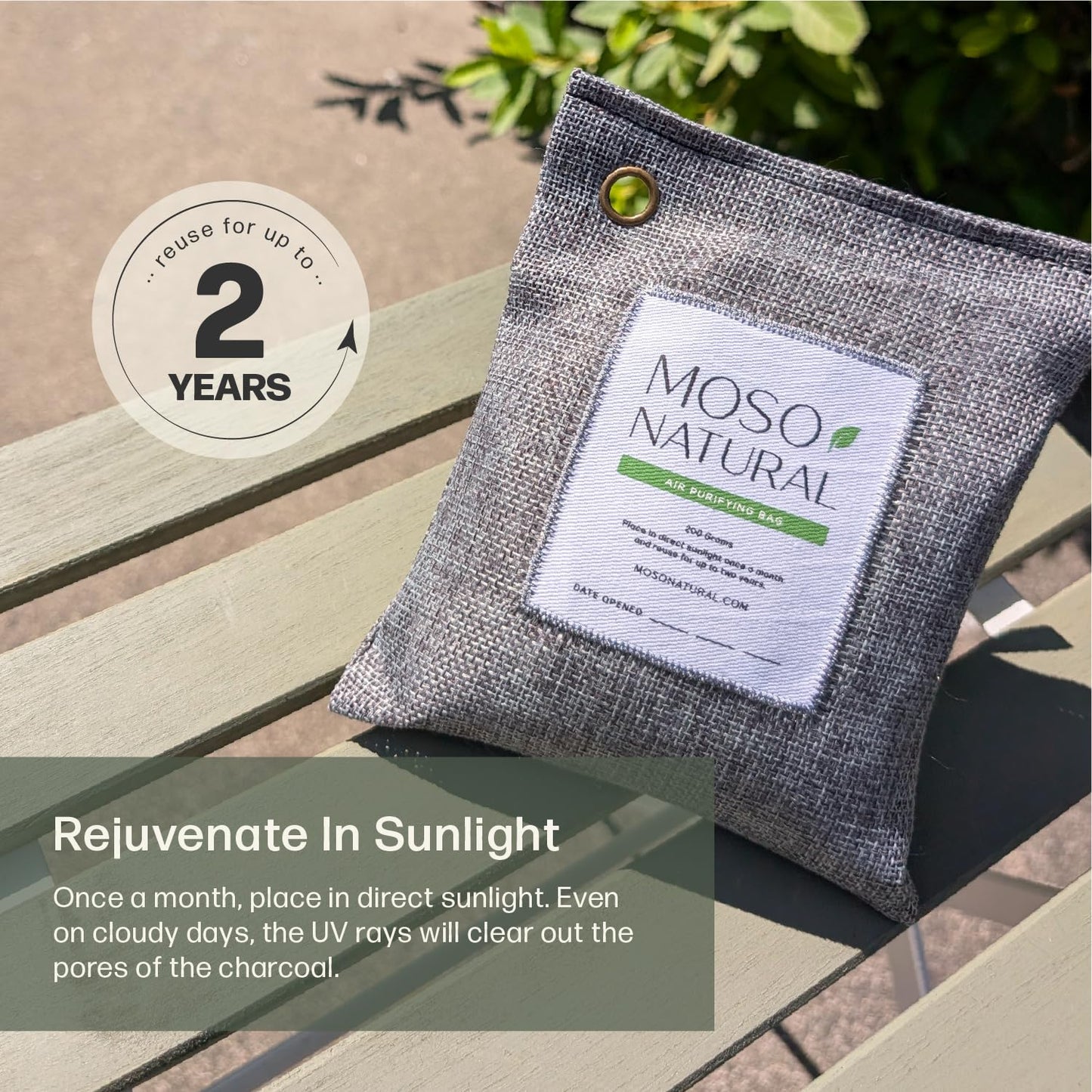 Moso Natural Air Purifying Bag 200g | Premium Bamboo Charcoal Odor Absorber for Home & Car | Closet Odor Eliminator, Small Room Deodorizer & Car Air Freshener | Long Lasting Charcoal Bags (5 Pack)