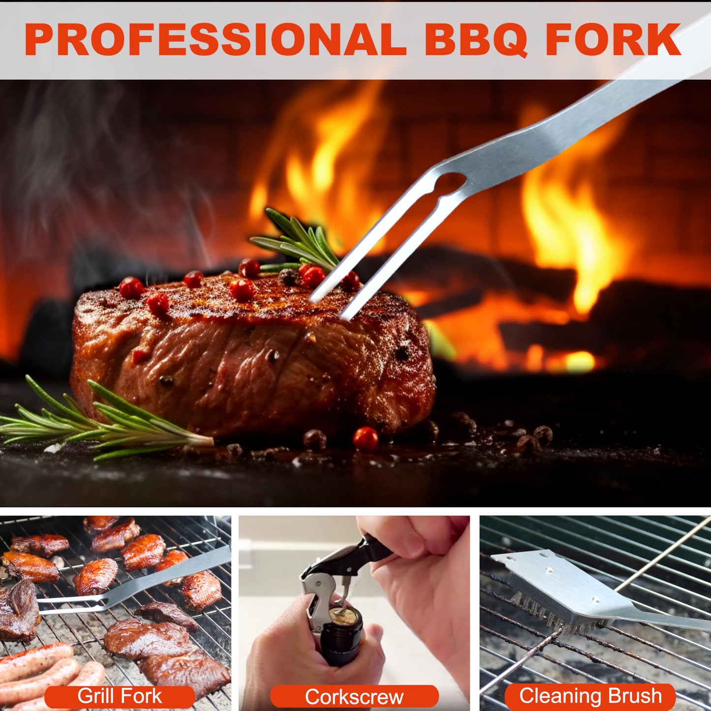 Grilljoy BBQ Grill Accessories Set, Heavy Duty BBQ Tools Set for Men & Women Gift, Grill Utensils Kit with Slicone Glove, Grilling Accessories with Storage Bag for Smoker, Camping Barbecue