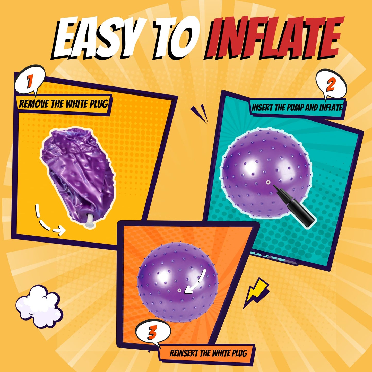 Bedwina Big Knobby Balls - (Pack of 5) 18 Inch Fun Bouncy for Toddlers and Kids, Great for Tactile Sensory Balls, Spiky Stress Ball, Fidget Toys, and Party Favors