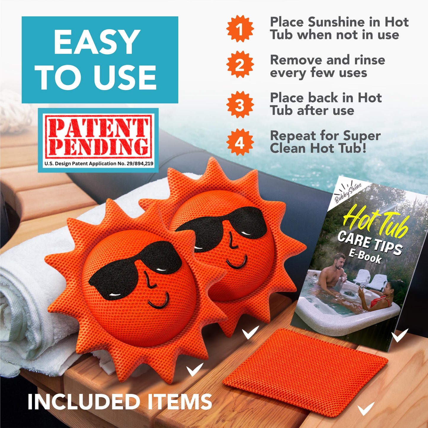 BubbyShine Hot Tub Scum Absorber for Spa Hot Tub Cleaner, Hot Tub Accessories for Adults, Hot Tub Scum Sponge for Hot Tub Oil Absorbing Sponge for Pool Cleaner, Hot Tub Sponge for Scum, 2 Pack