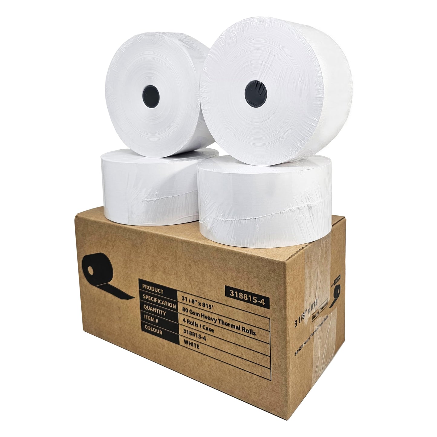 (4 Rolls - 1 Case) 3 1/8" x 815' Heavy Thermal Paper - Nautilus hyosung Halo - 80 GSM ATM Special Thermal Paper Rolls - BuyRegisterRolls