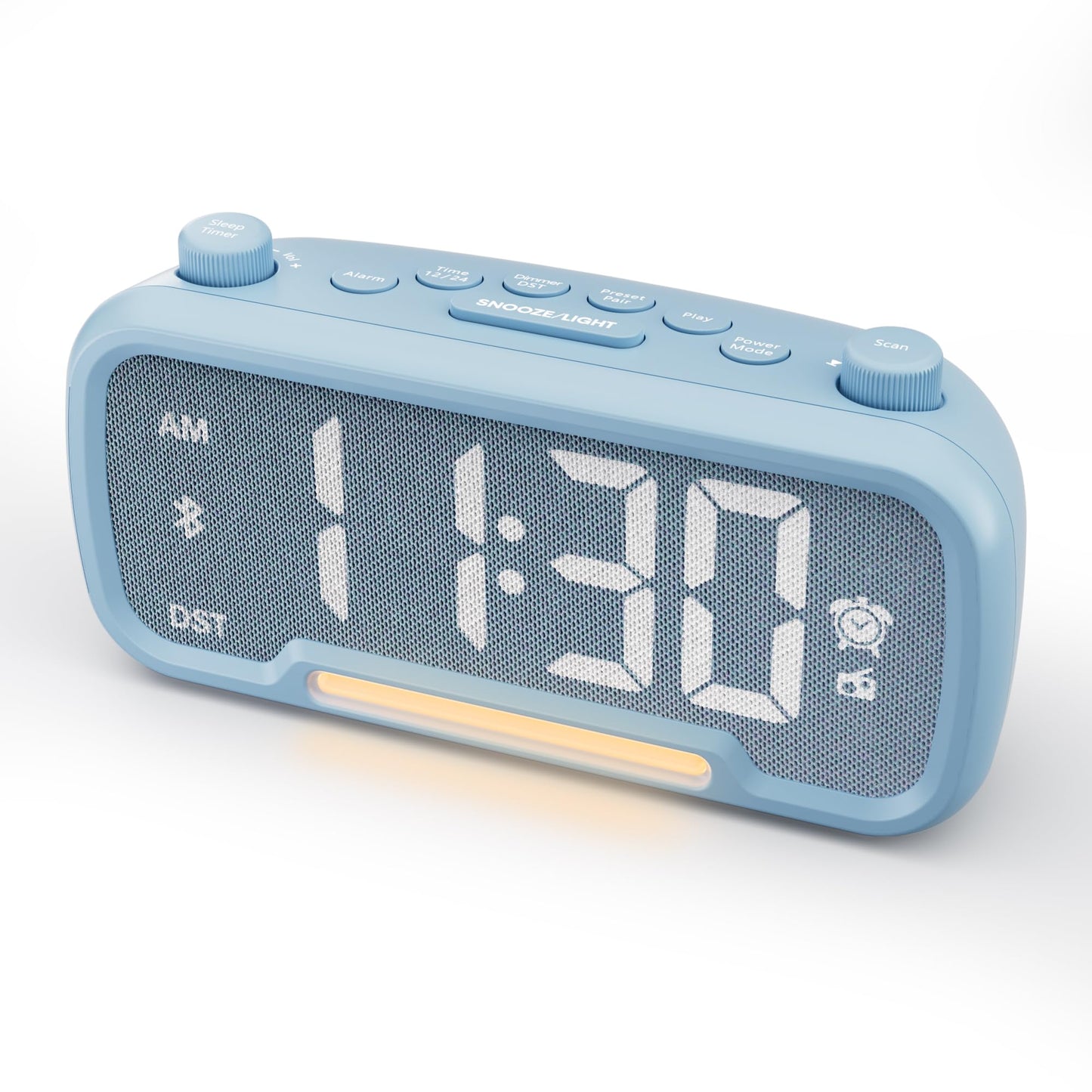 Radio Alarm Clock with Bluetooth Speaker, FM Clock Radio for Bedroom, Digital Alarm Clock with LED Night Light, 5-Level Brightness, 16-Level Volume, Phone Charger, Snooze, Battery Backup, 12/24H & DST