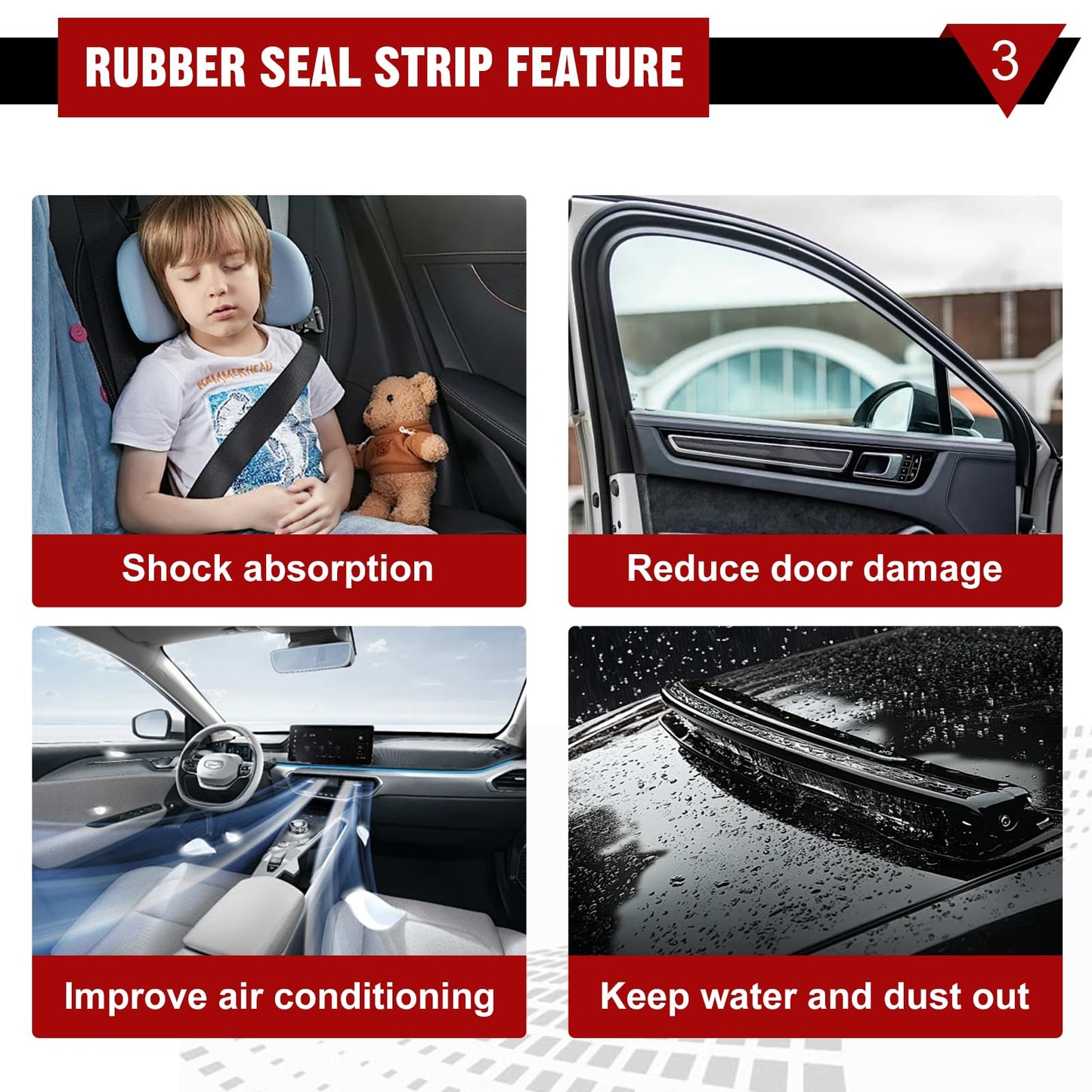 68.88 Ft Car Door Seal Strip Weather Stripping, Soundproof Weatherstrip for Car Door, Universal Car Accessories for SUVs, Trucks (21M)