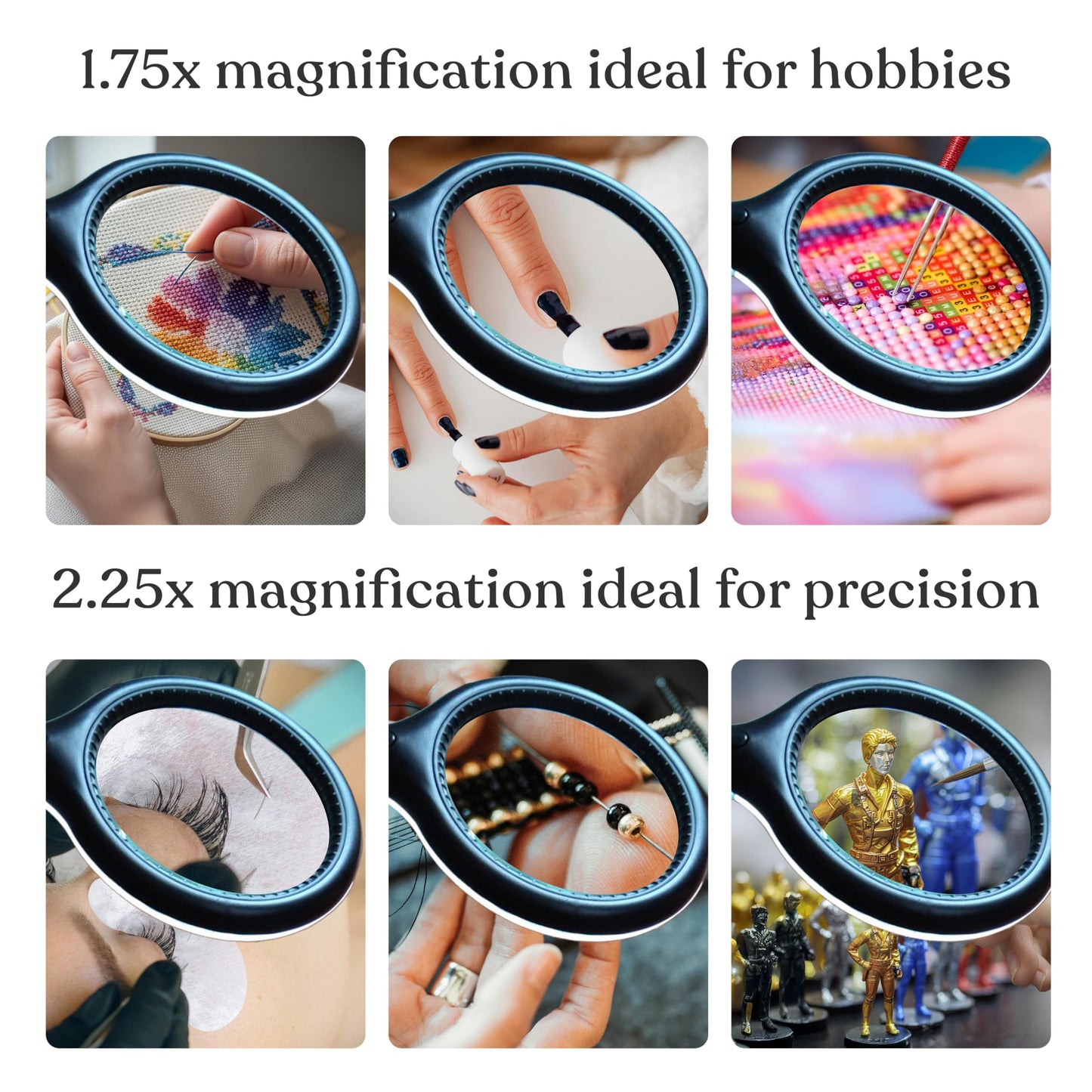 Brightech LightView Flex Magnifying Desk Lamp, 1.75X Light Magnifier, Adjustable Magnifying Glass with Light for Crafts, Reading, Close Work