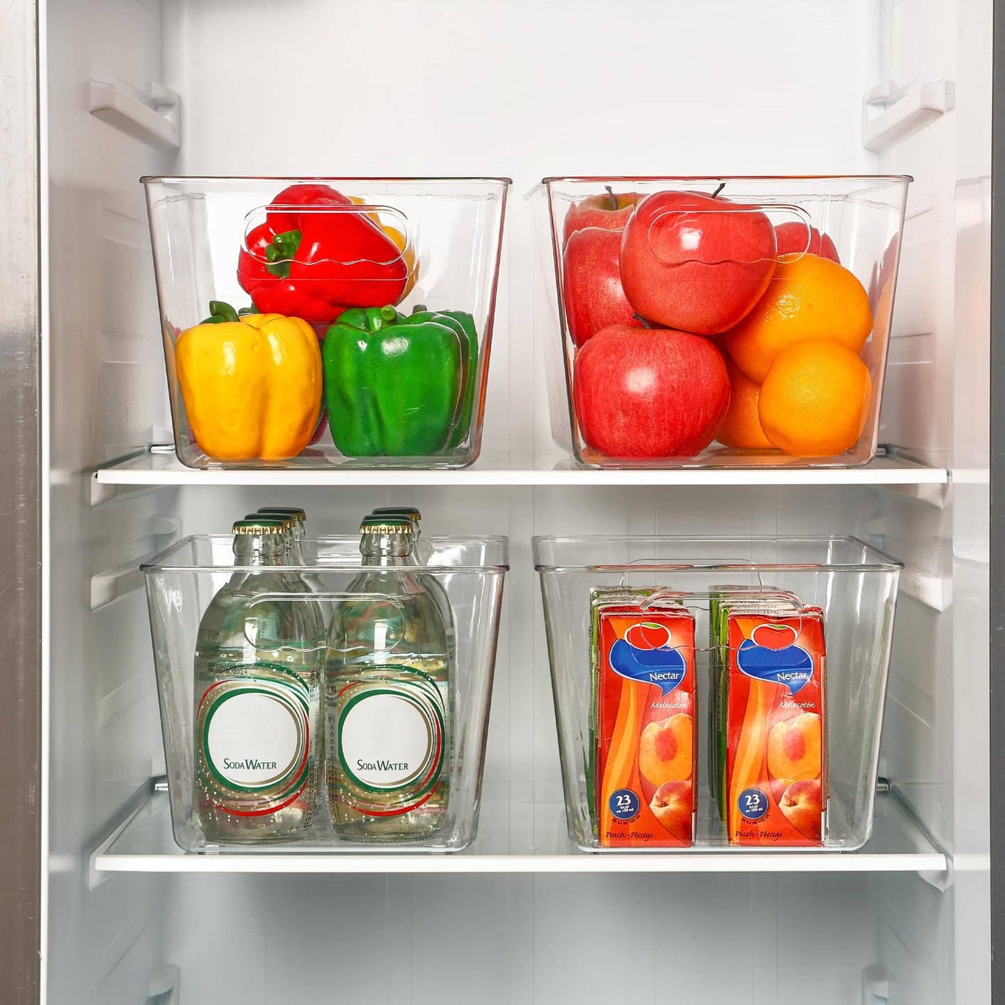 Vtopmart Clear Plastic Pantry Organizer Bins, 8 PCS Food Storage Bins with Handle for Refrigerator, Fridge, Cabinet, Kitchen, Countertops, Cupboard, Freezer Organization and Storage, BPA Free, Large