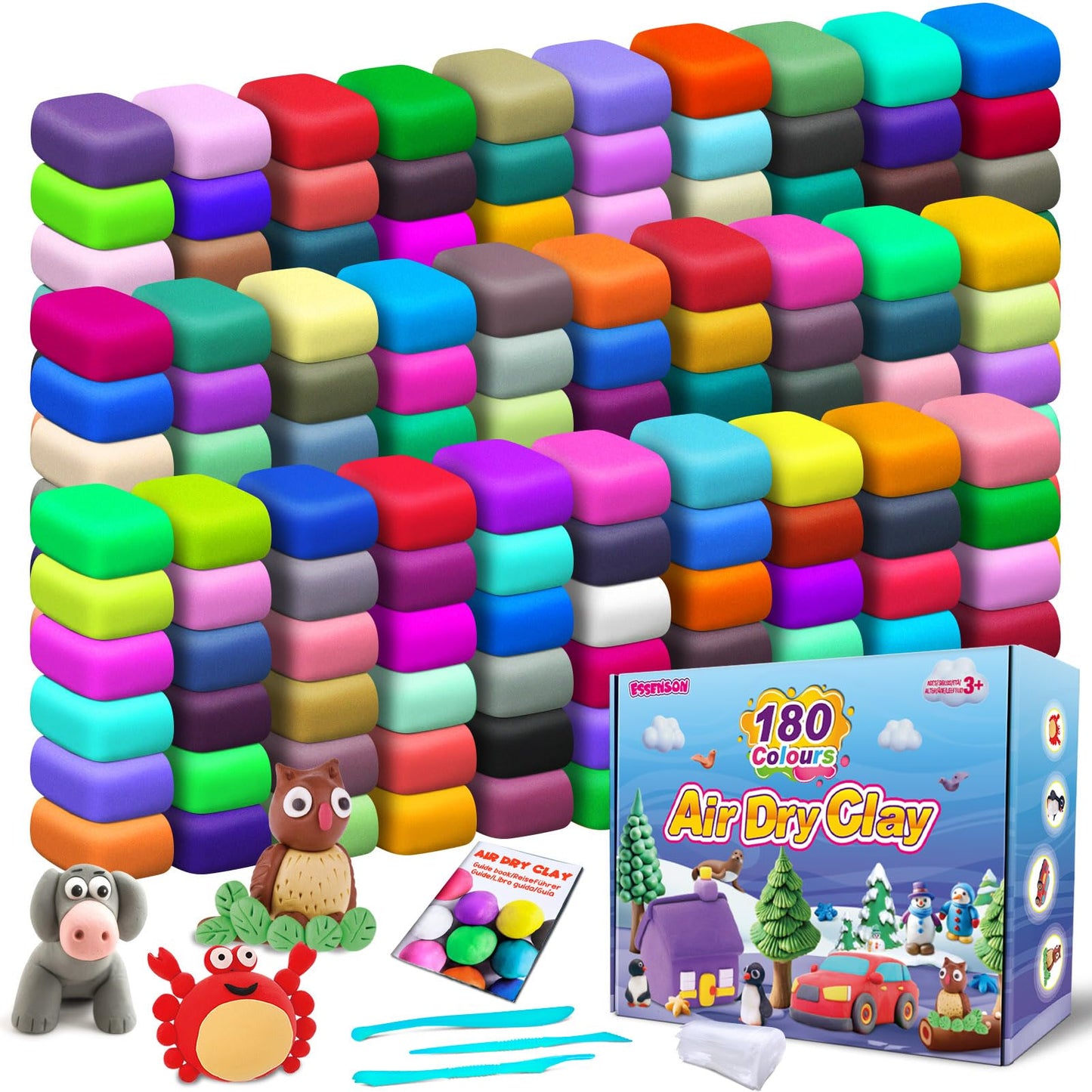 Air Dry Clay 180 Colors, Modeling Clay for Kids, DIY Molding for with Tools, Toys Gifts for Age 3-12 Years Old Boys Girls Kids