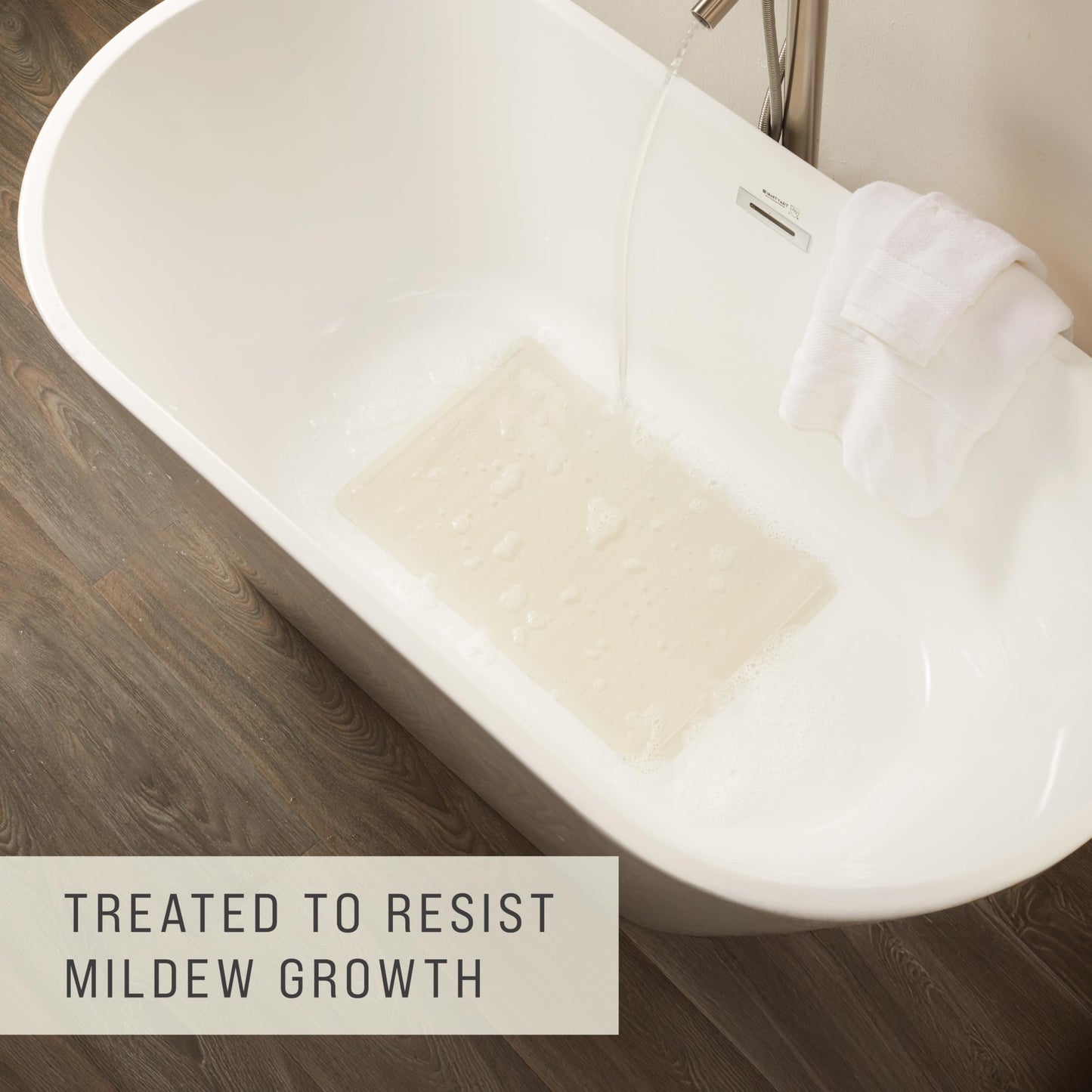 Rubbermaid Commercial Products Bath Tub and Shower Mat | Large - 28 x 16 in. | White | Machine Washable | Safti-Grip Non-Slip Bathroom Mat with Suction Cups for Home/Hotel/Shower/Bathtub