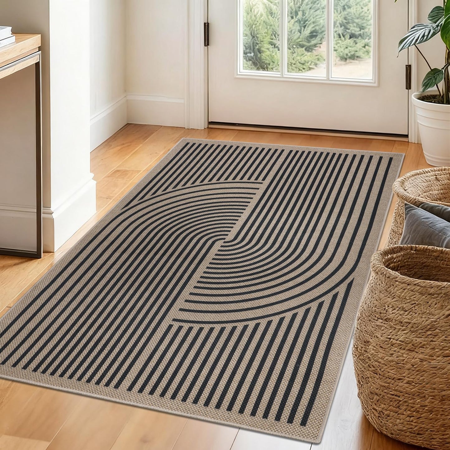 Homcomoda Indoor Doormat 36"x59" Geometric Easy Jute Front Back Door Mat Small Rugs for Entrance Dirt Trapper Absorbent Entryway Mat Non-Slip Washable Floor Mats for Entryway Farmhouse,Brown