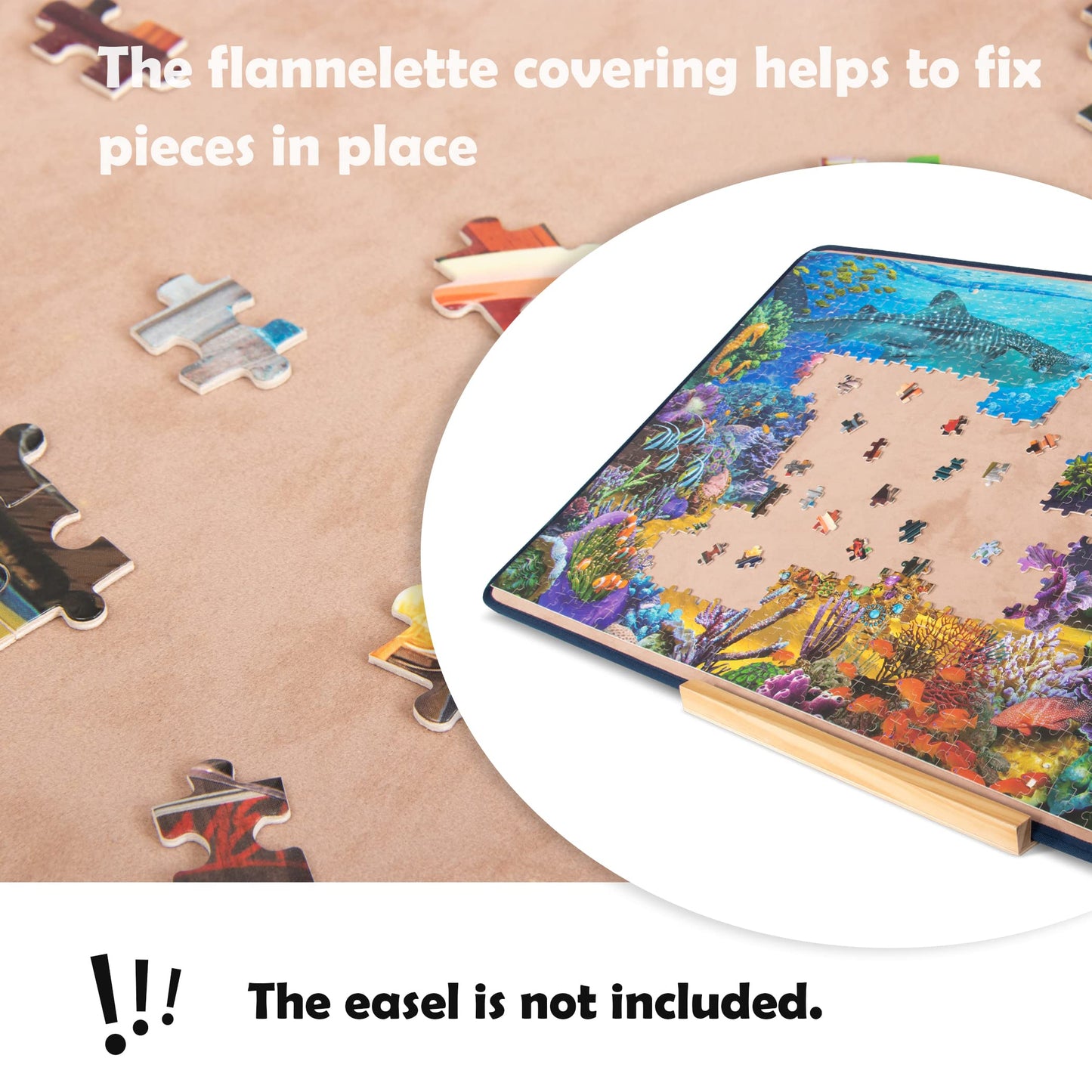 Becko Jigsaw Puzzle Board with 2 Trays Portable Jigsaw Puzzle Mat for Up to 1000 Pieces Puzzle Storage & Saver, Non-Slip Surface, (Blue/Khaki)