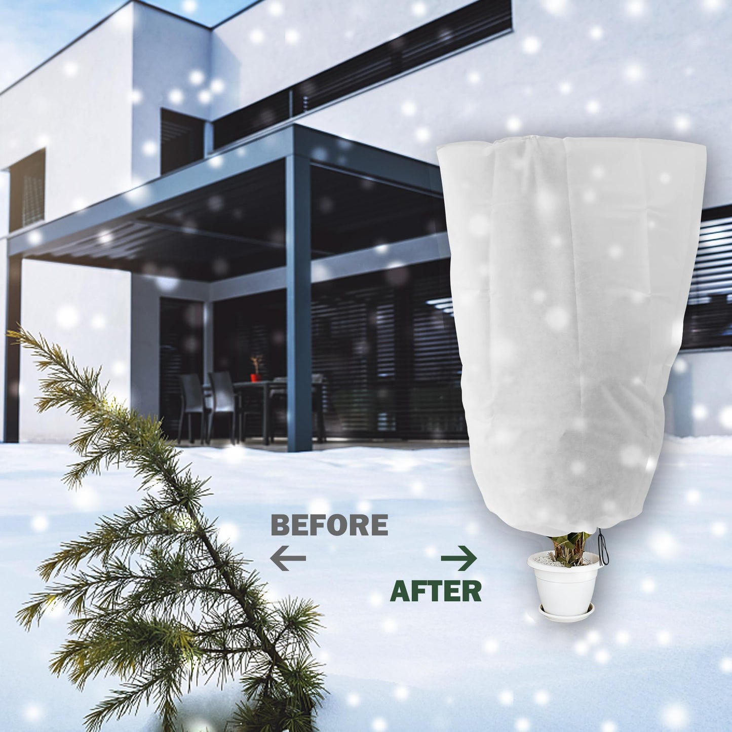 Alpurple 47" X 31.5" Winter Zipper Plant Covers - 6 Packs Warm Plant Protection Cover Bags, Frost Cloth Blanket Protecting Fruit Tree Potted Plants from Freezing Animals Eating