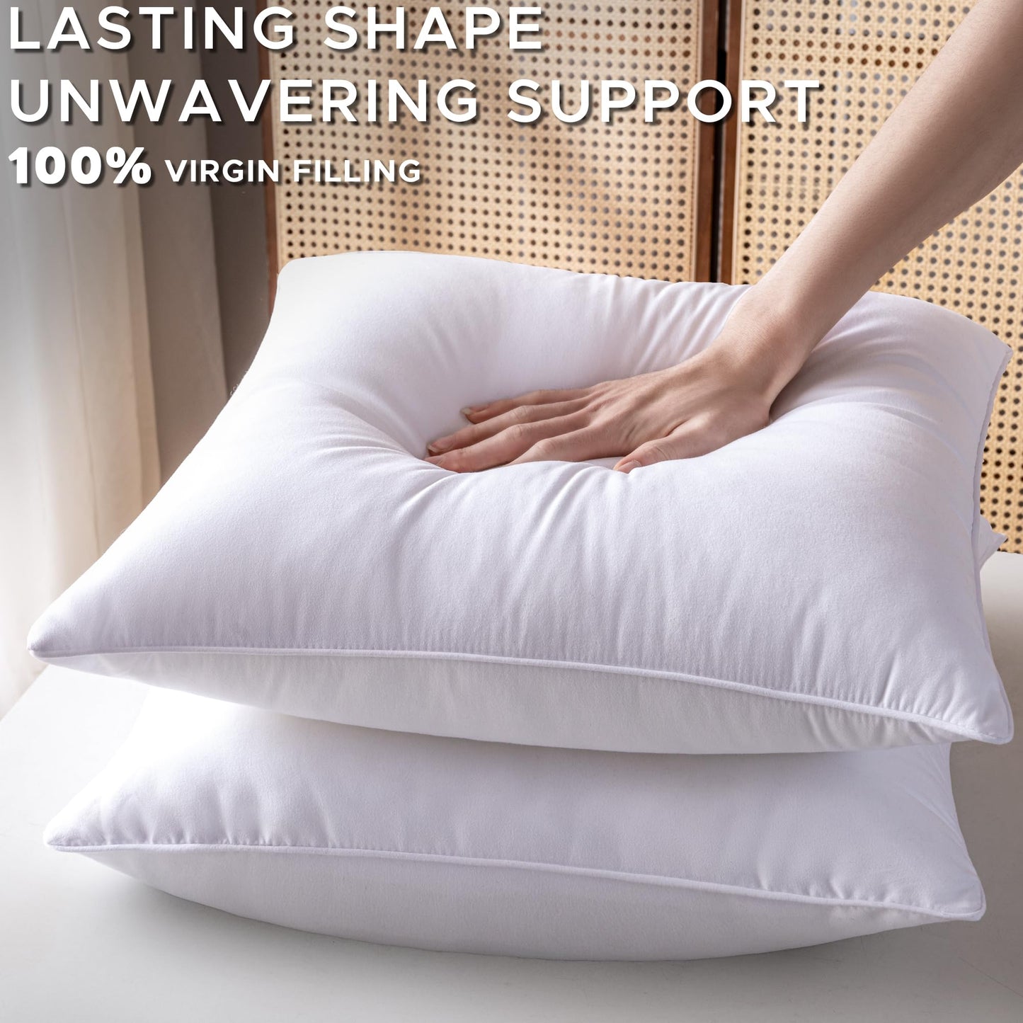 OTPIPCS 22 x 22 Pillow Inserts Set of 2 Down Alternative Throw Pillow Inserts Large Fluffy Decorative Pillow White Square Pillows Stuffing for Living Room Couch Bed Sofa Interior Cushions