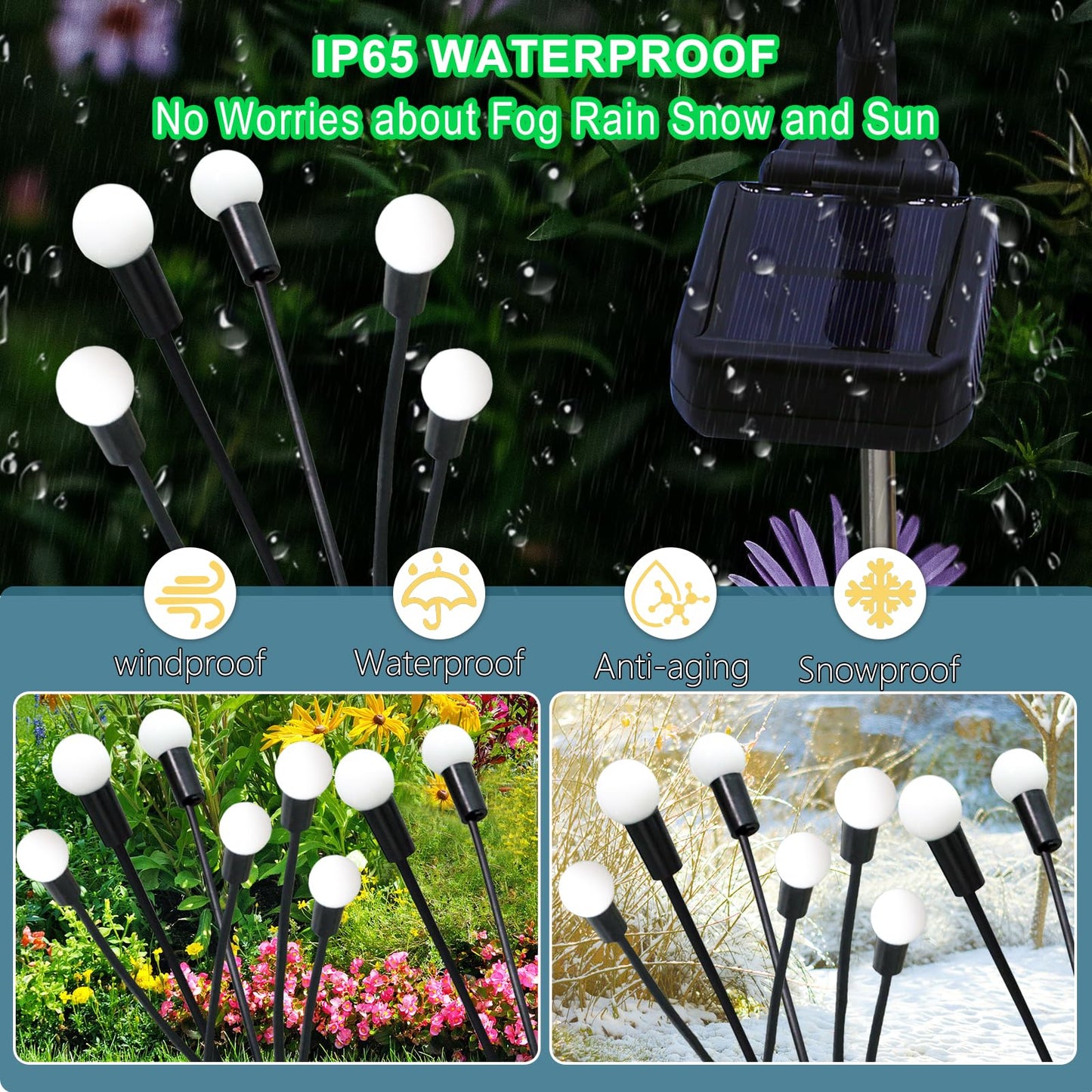 Solar Garden Lights Outdoor, 4 Pack 32 LED Solar Blue Firefly Lights Waterproof, Sway by Wind, Swaying Light for Yard Patio Backyard Garden Planter Flower Bed Pathway Outdoor Decoration