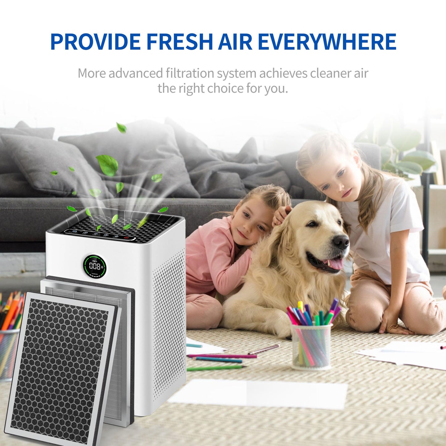 4 Pack JF260 Replacement Filter Compatible with JF260 Air Purifier and AP1273 Air Purifier, 3-in-1 Filtration System H13 True HEPA Filter and Activated Carbon Filter, Part# JF260-RF, Silver