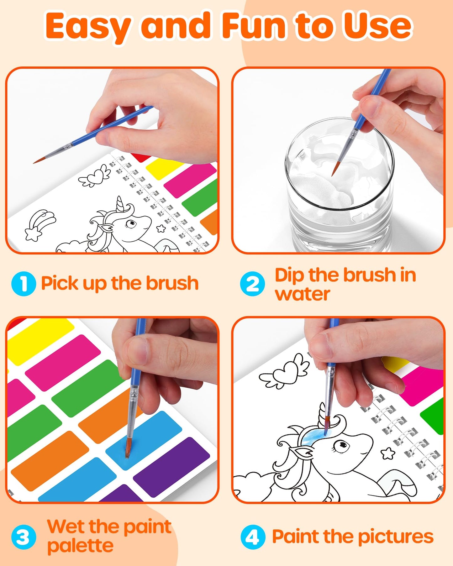 D-FantiX 24 Pack Paint with Water Coloring Books for Kids Ages 4-8-12, Birthday Party Favors Bulk Gifts Goodie Bag Stuffers, Arts and Crafts Classroom Prizes Rewards, Children Easter Basket Stuffers