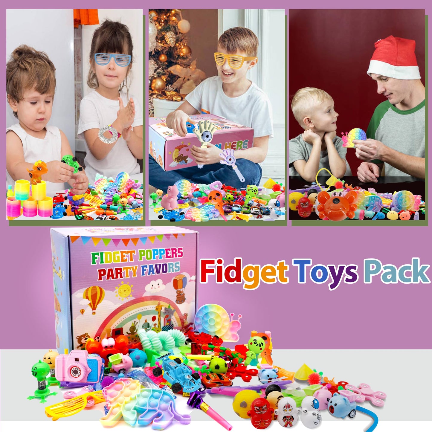 ZJLL 1059 PCS Multicolor Fidget Toys Pack, Party Favors for Kids, Christmas & Easter Gifts, Sensory & Focus Educational Toys, Ages 3+