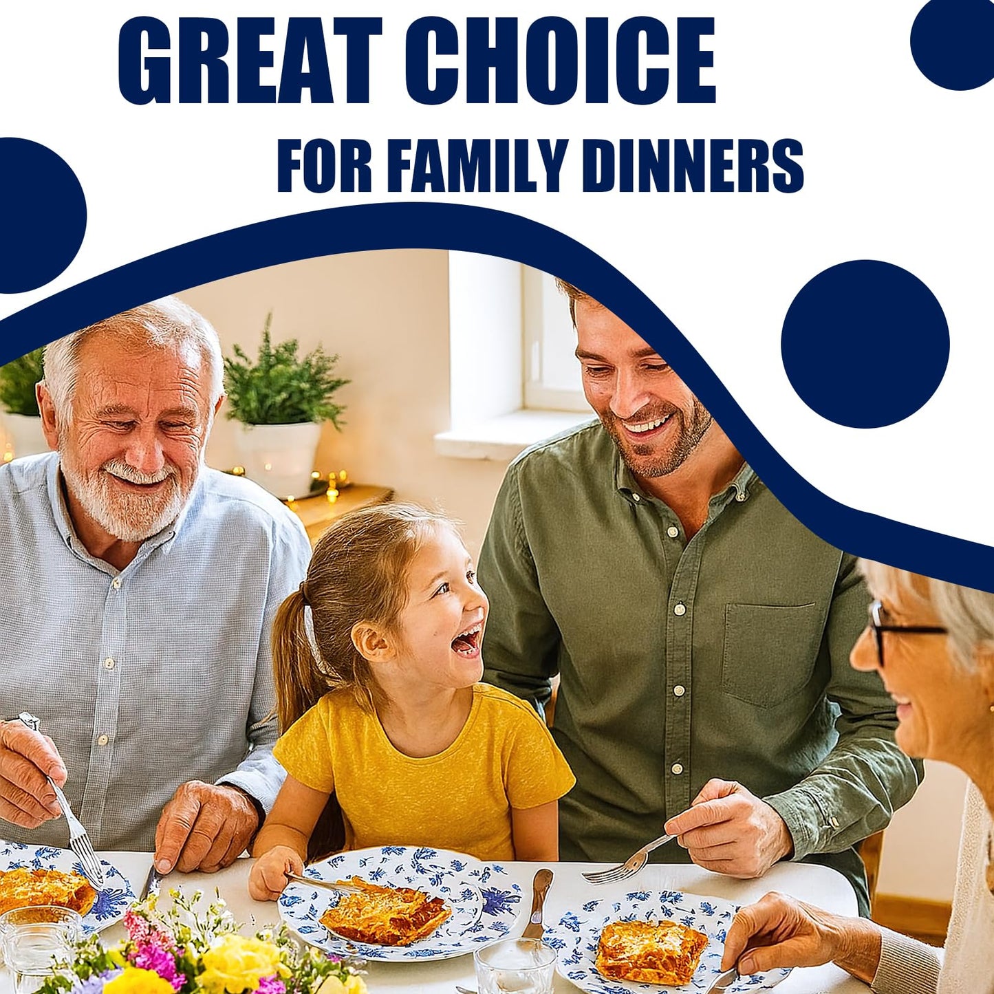 100 Pcs Blue and White Floral Plastic Plates, Include 50 Dinner Plate 10.25" 50 Dessert Plate 7.5" Vintage Flower Disposable Plate for Weeding Bridal and Baby Shower Birthday Party Supplies