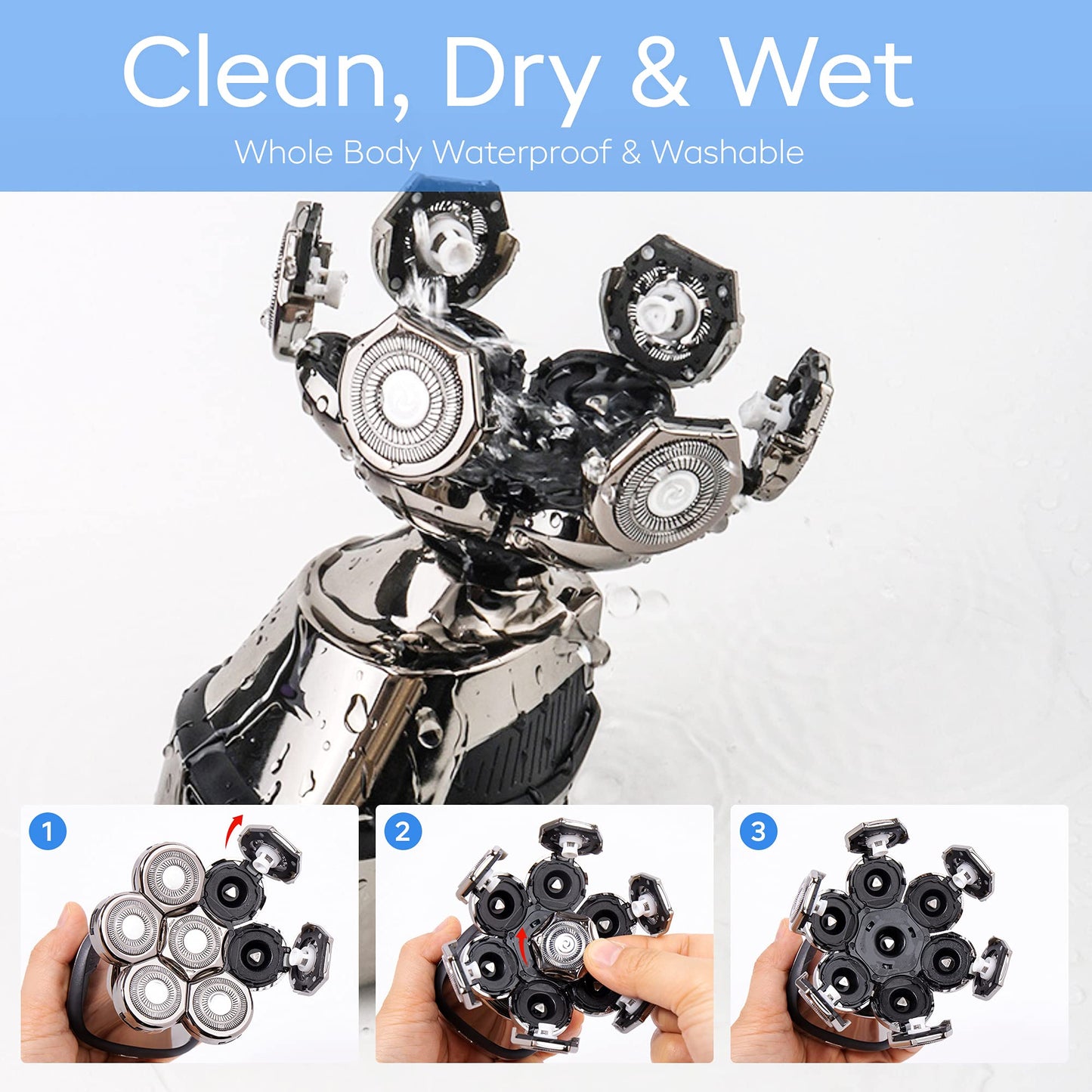 AidallsWellup Head Shavers for Bald Men: As Seen on NBC Select Cordless Head Shaver - Waterproof Electric Razor Grooming Kit, Dry Wet Shaving for Men