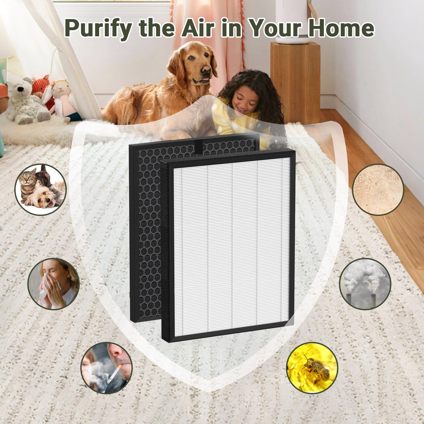 IZSOHHOME Compatible with Levoit LV-PUR131 Filter,Replacement Filters for Levoit LV-PUR131,LV-PUR131S,LV-PUR131-RF HEPA Filter and Activated Carbon Pre-Filter(2 Sets)