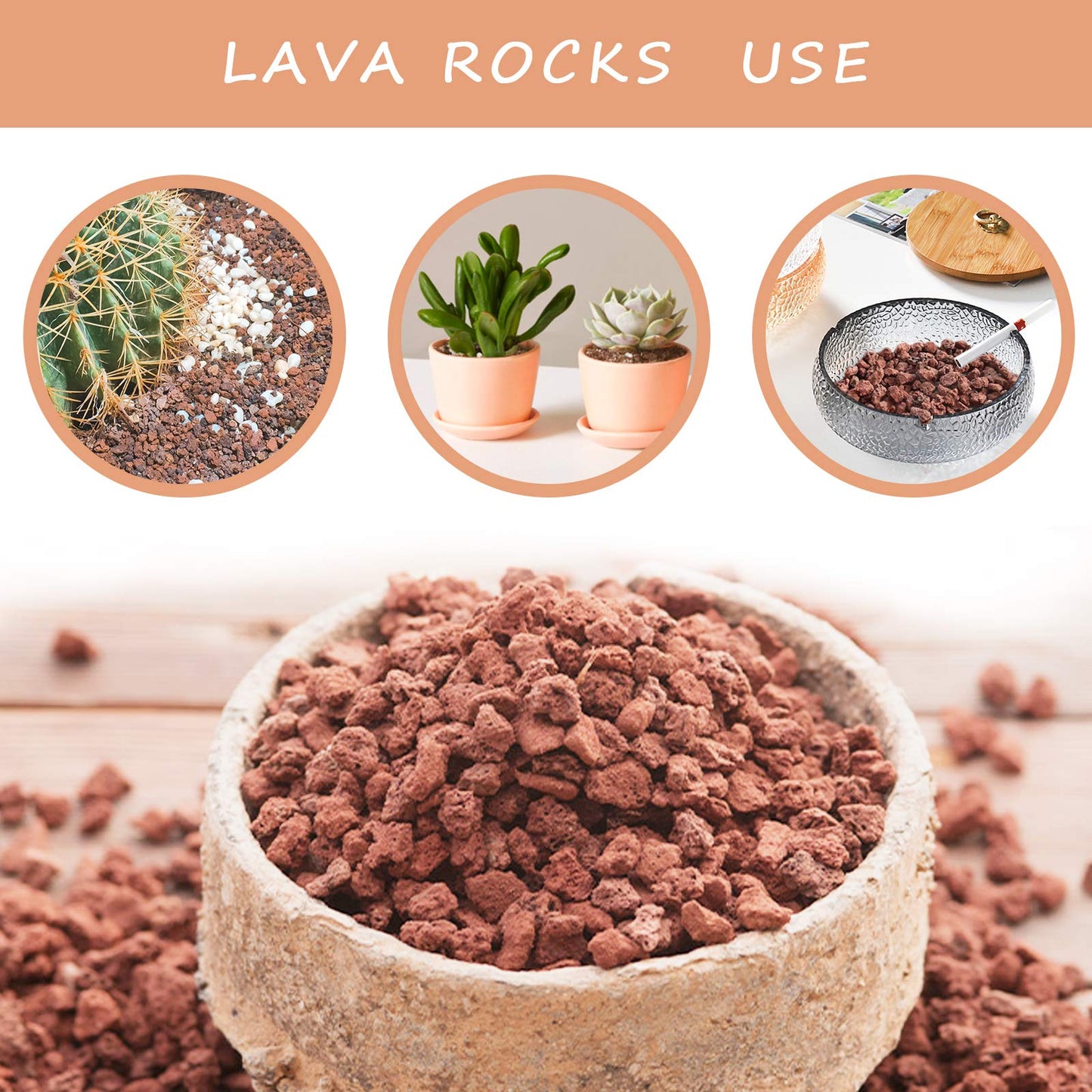 CARURBODY 12LBS Red Lava Rocks for Plants -100% Pure Volcanic Rock No Dyes or Chemicals-Best Lava Stones Top Dressing for Cacti Succulents Plants,Bonsai