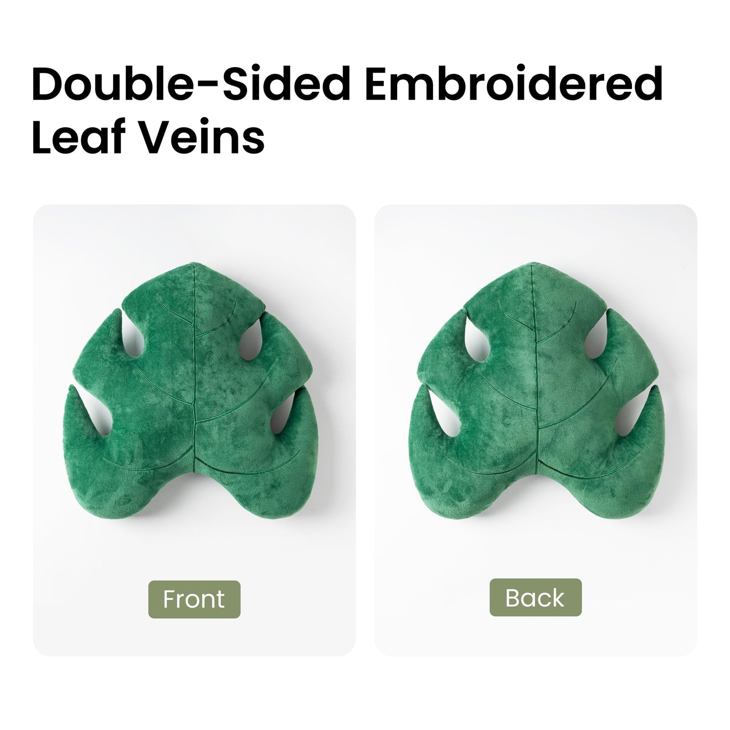 AELS Set of 2 3D Leaves Decorative Throw Pillows, 18"& 14" Monstera Deliciosa Plush Pillow Set for Plant Lovers Garden Lovers, Living Room Bedroom Nursery Decor, Light Green & Dark Green